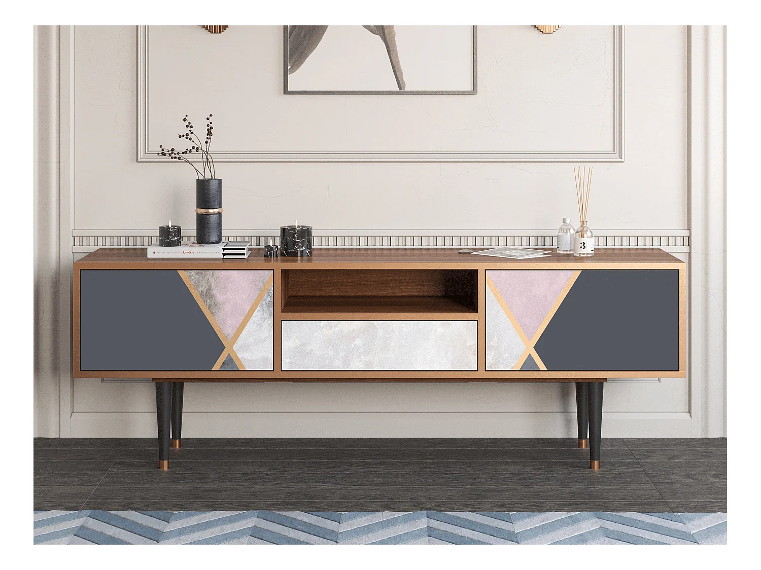 Meuble TV - 170х59х41 cm - T6 - Ideal Harmony, Noyer