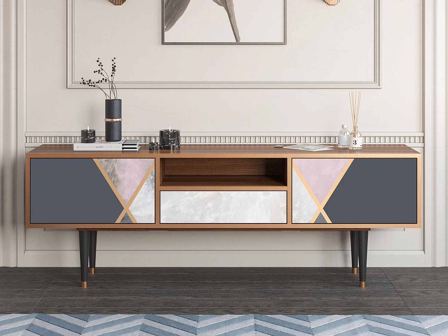 Meuble TV - 170х59х41 cm - T6 - Ideal Harmony, Noyer