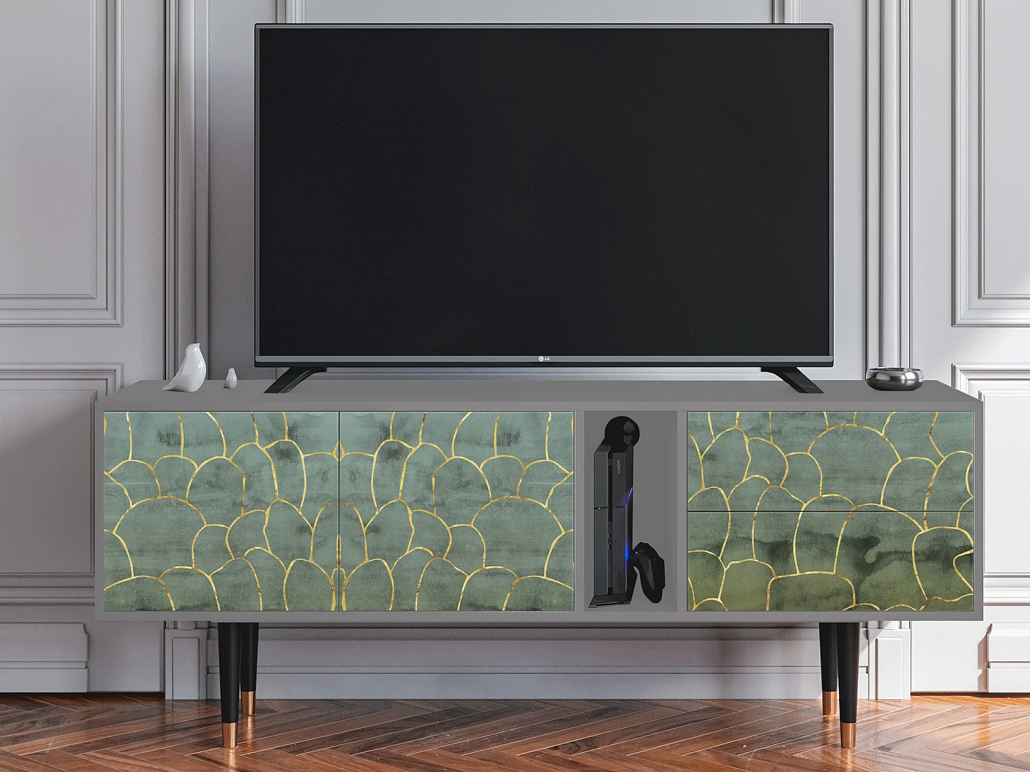 Meuble TV - 170х69х48 cm - T1 - Magnificent Water Lily, Gris