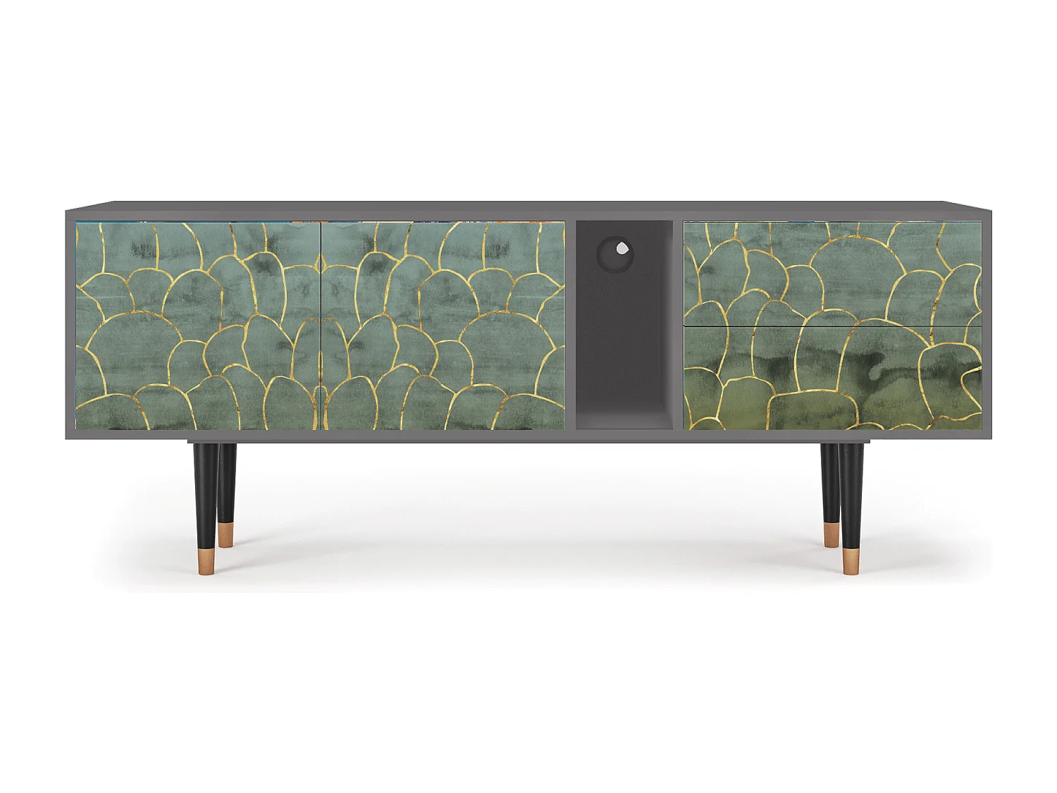 Meuble TV - 170х69х48 cm - T1 - Magnificent Water Lily, Gris