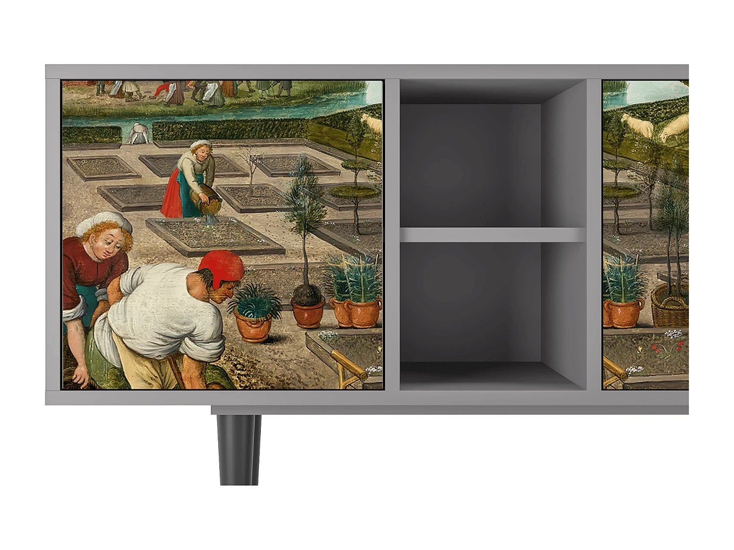 Szafka RTV - 150х69х41 cm - T5 - The Younger - Spring, Szary