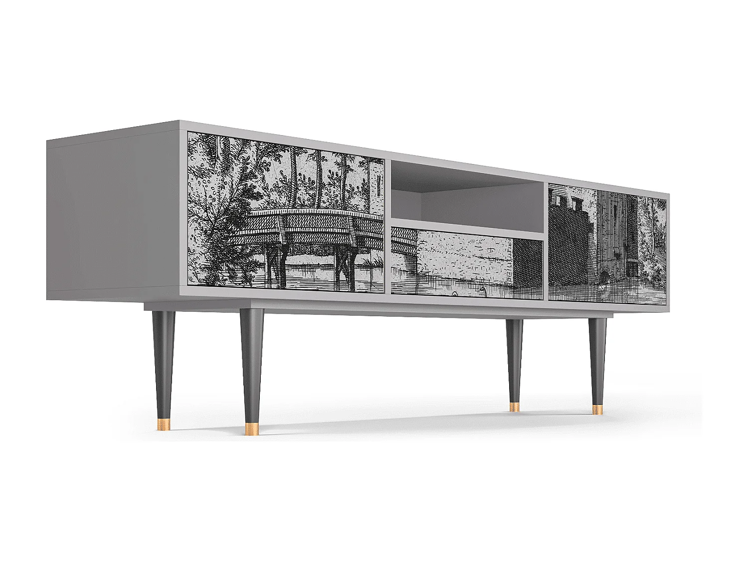 Meuble TV - 170х59х41 cm - T6 - Castle by Breugel, Gris