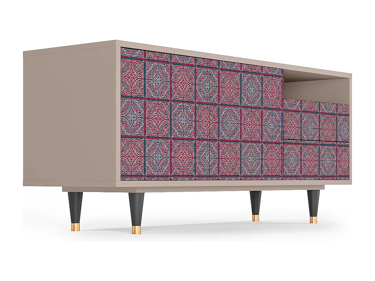 Mueble de TV - 125х56х41 cm - T7 - Riviera Mosaic, Latte