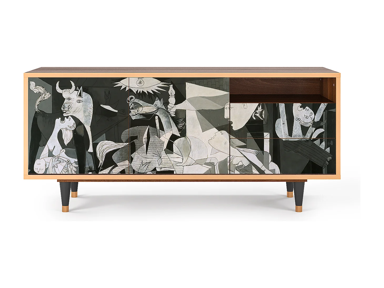 Mueble de TV - 125х56х41 cm - T7 - Guernica by Picasso, Nogal