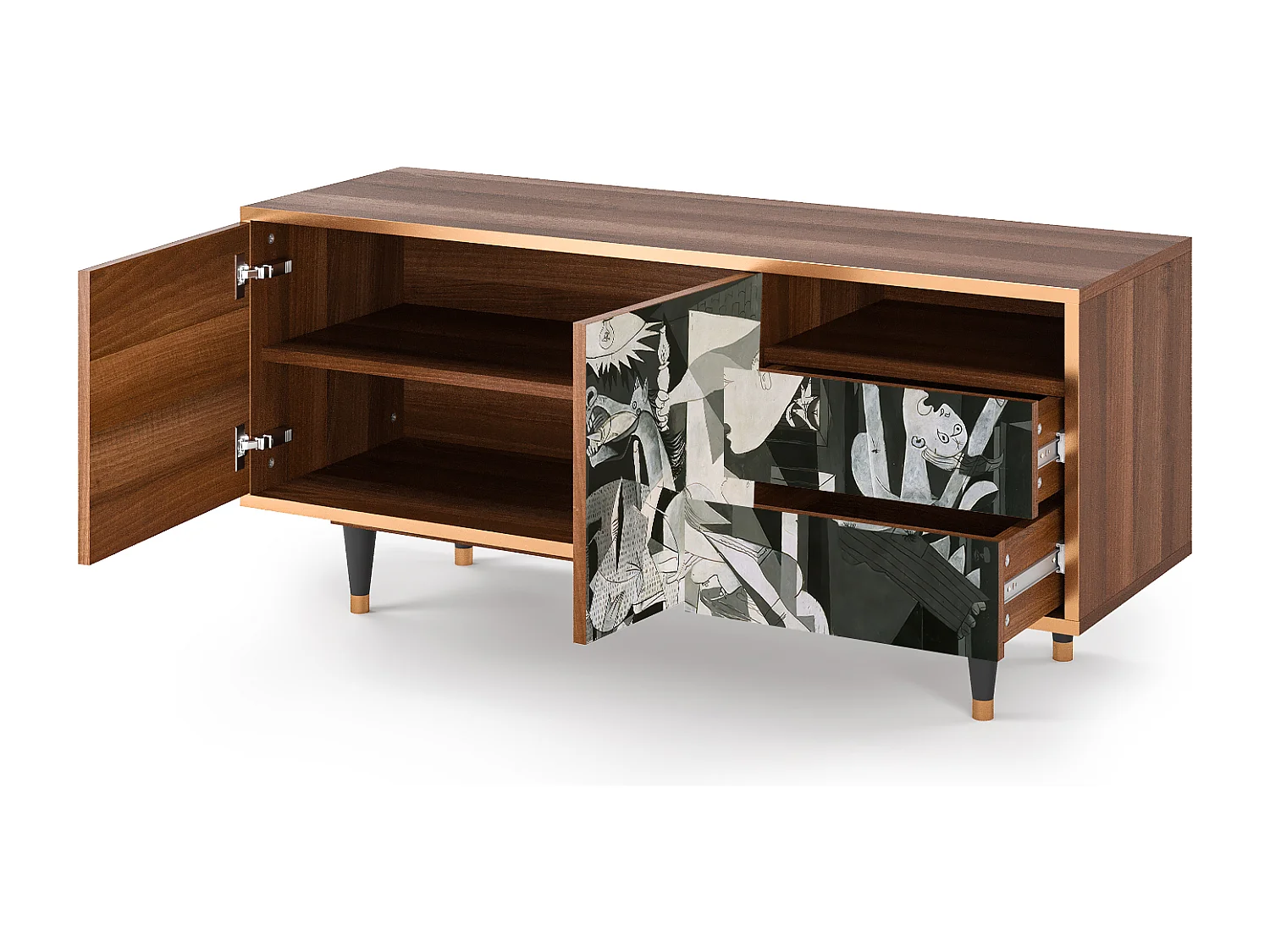 Meuble TV - 125х56х41 cm - T7 - Guernica by Picasso, Noyer