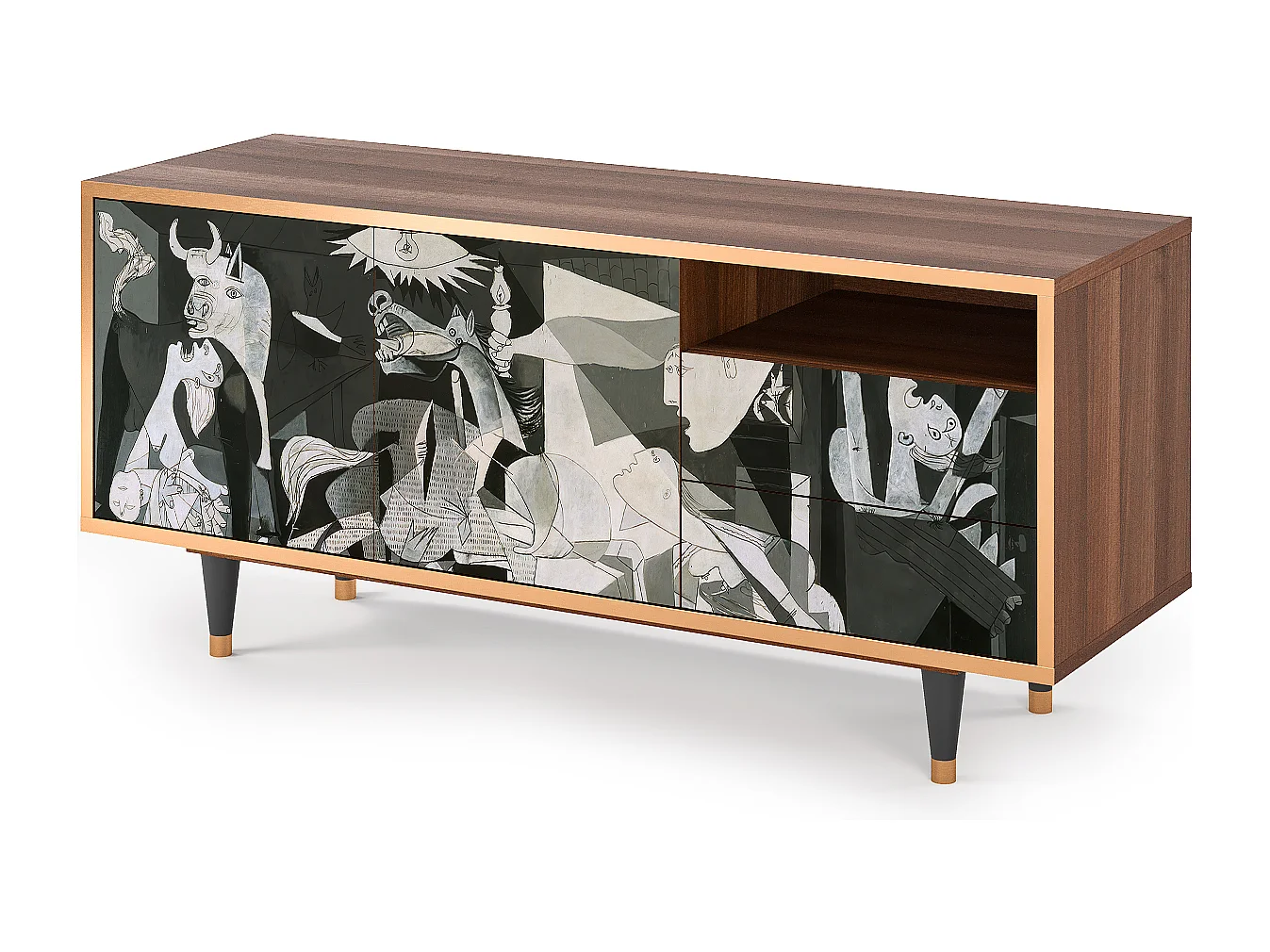 TV-Möbel - 125х56х41 cm - T7 - Guernica by Picasso, Walnuss