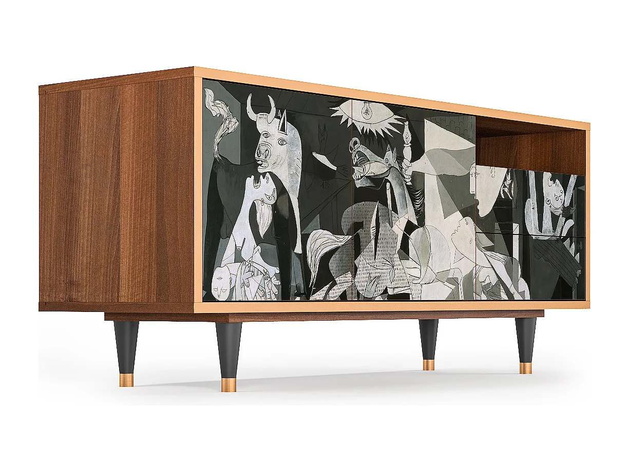 TV-Möbel - 125х56х41 cm - T7 - Guernica by Picasso, Walnuss