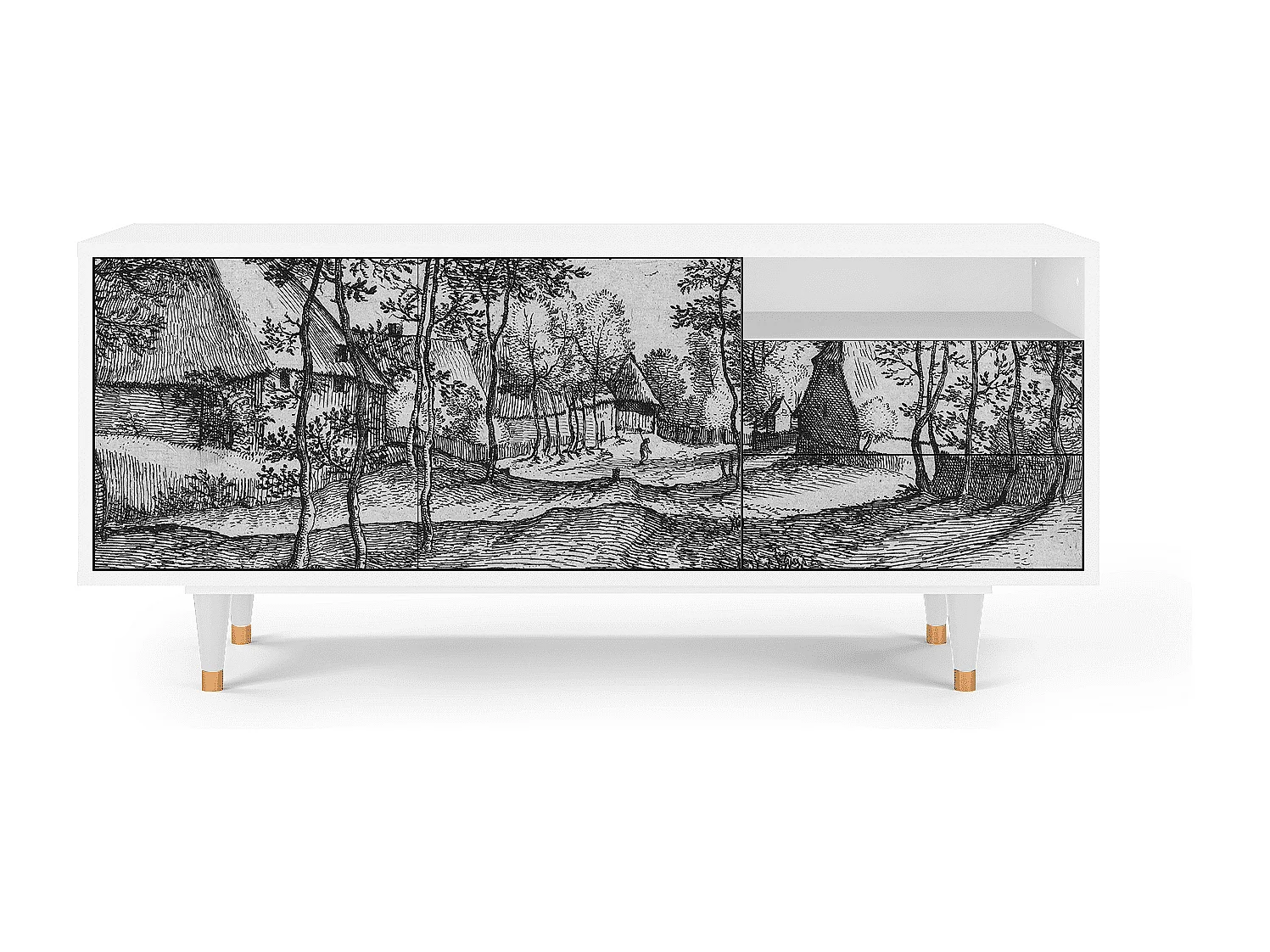 Meuble TV - 125х56х41 cm - T7 - Village Road, Blanc