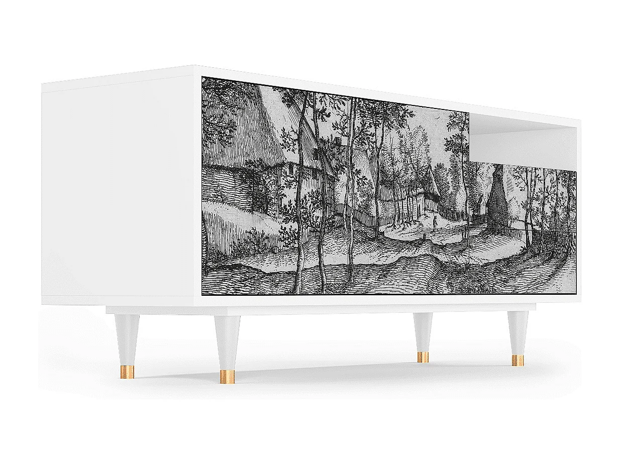 Meuble TV - 125х56х41 cm - T7 - Village Road, Blanc