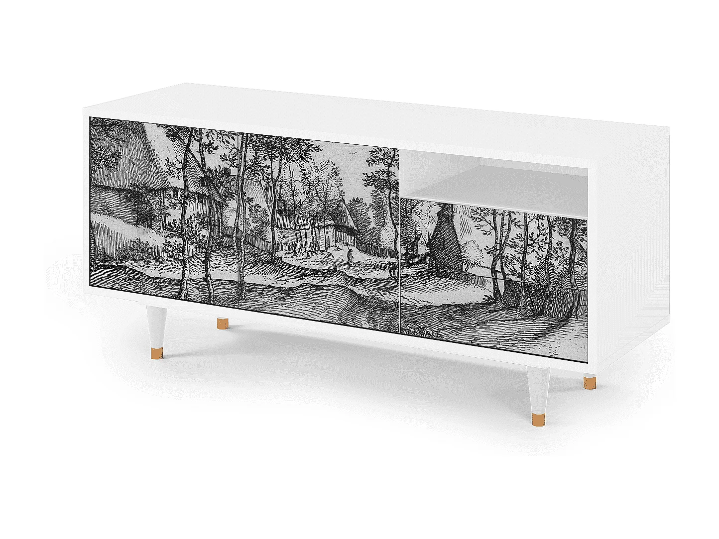 Mobile TV - 125х56х41 cm - T7 - Village Road, Bianco