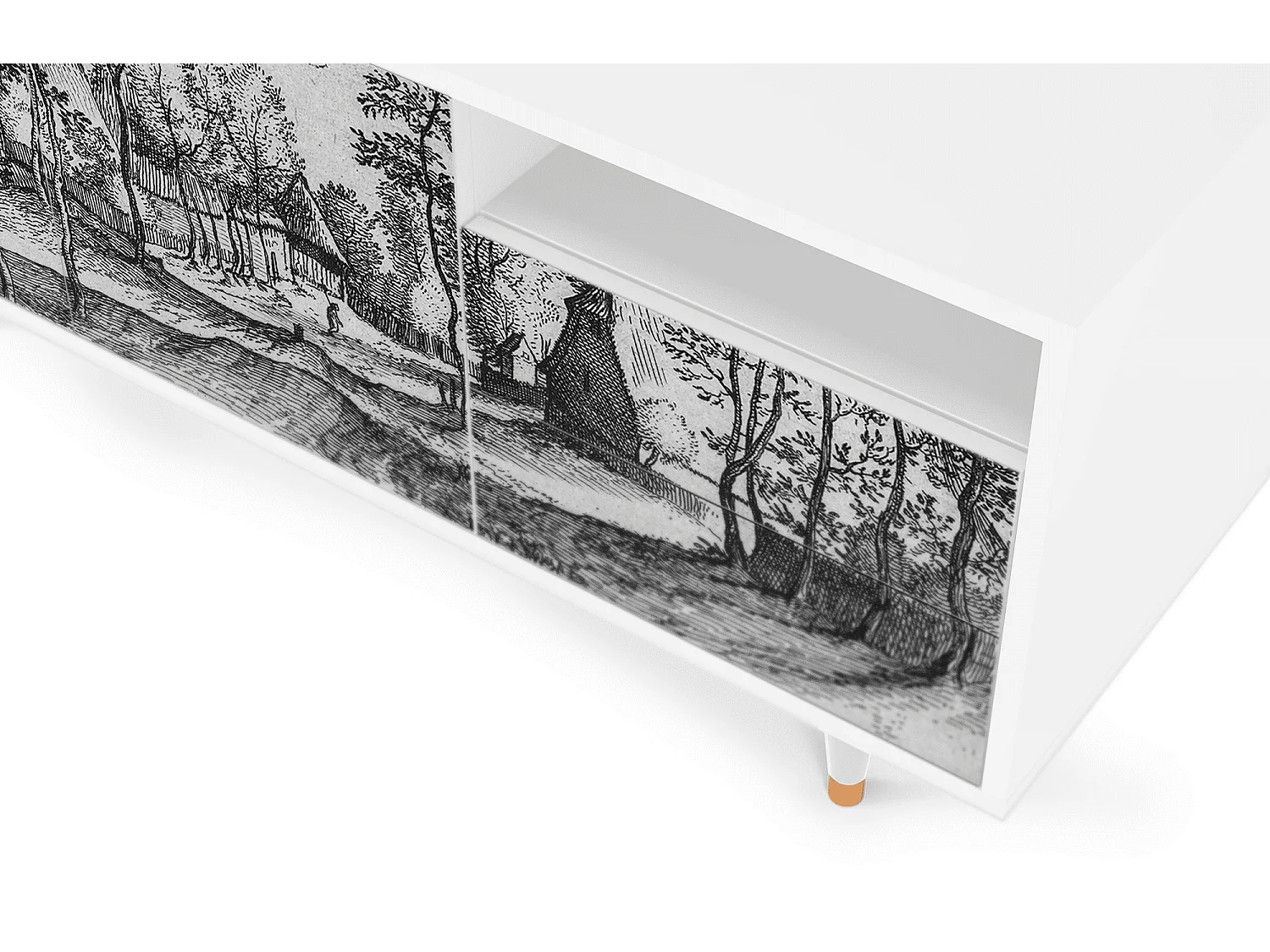 Mobile TV - 125х56х41 cm - T7 - Village Road, Bianco