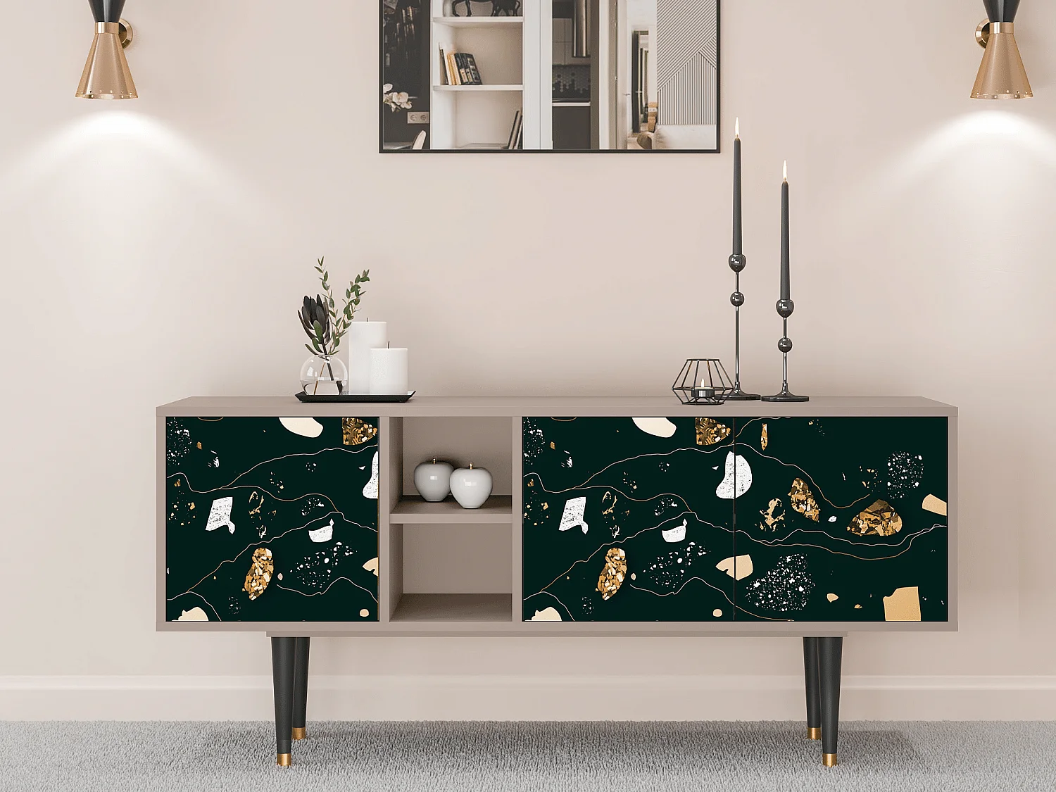 TV-meubel - 150х69х41 cm - T5 - Space Rocks, Latte