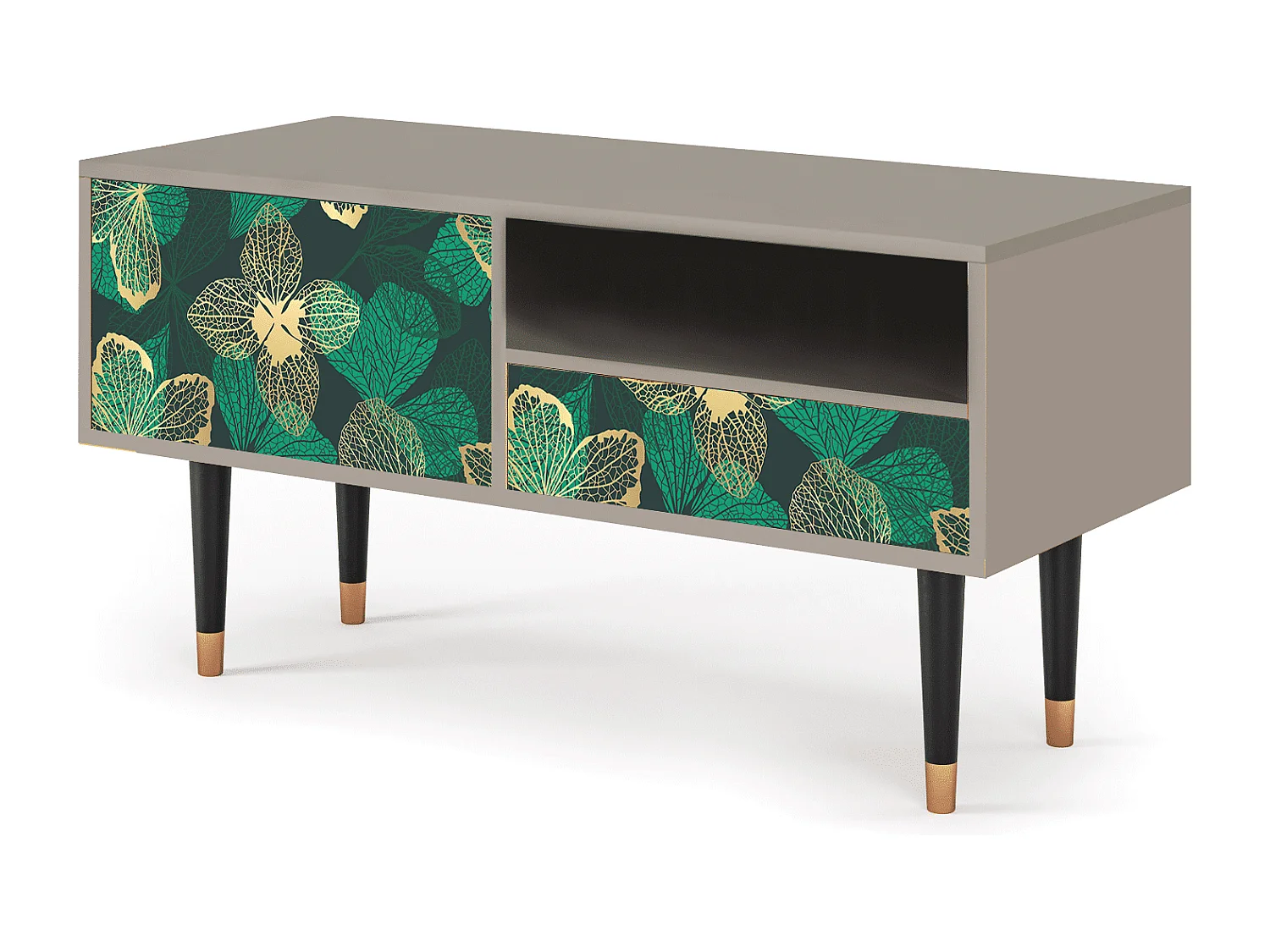 Szafka RTV - 115х59х48 cm - T3 - Green Flower, Piaskowy