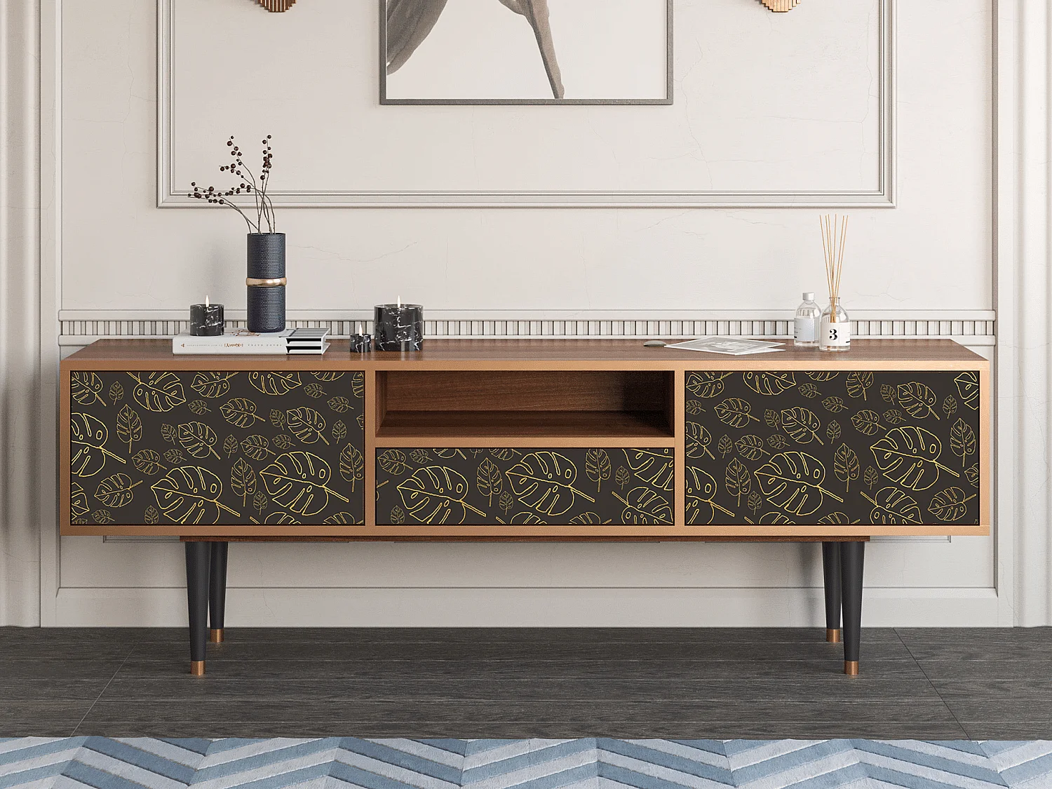 Meuble TV - 170х59х41 cm - T6 - Fall Of The Leaves, Noyer