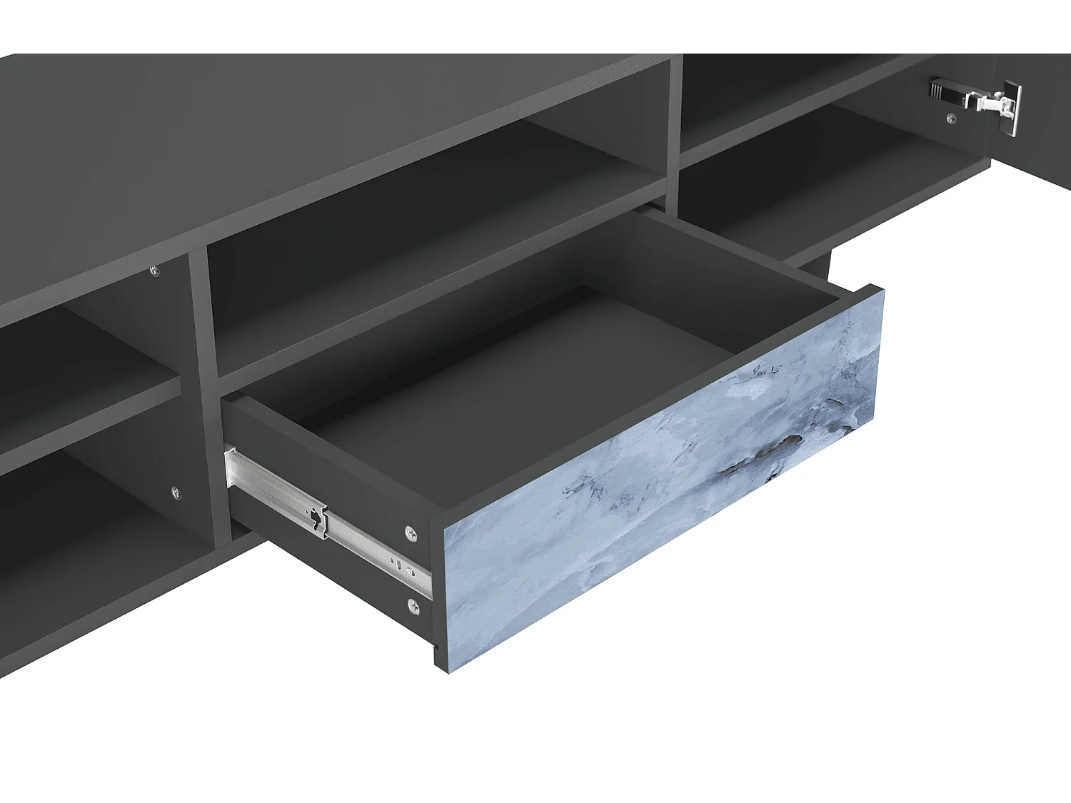 Szafka RTV - 170х59х41 cm - T6 - Feather Ice, Antracyt