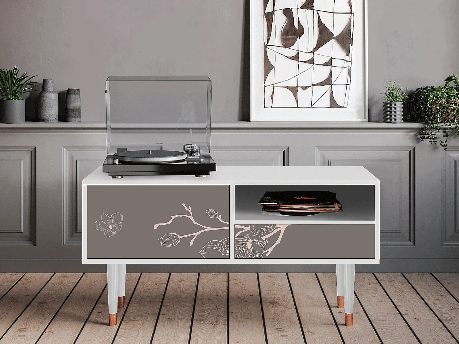 TV-meubel - 115х59х48 cm - T3 - Cherry Blossom, Wit