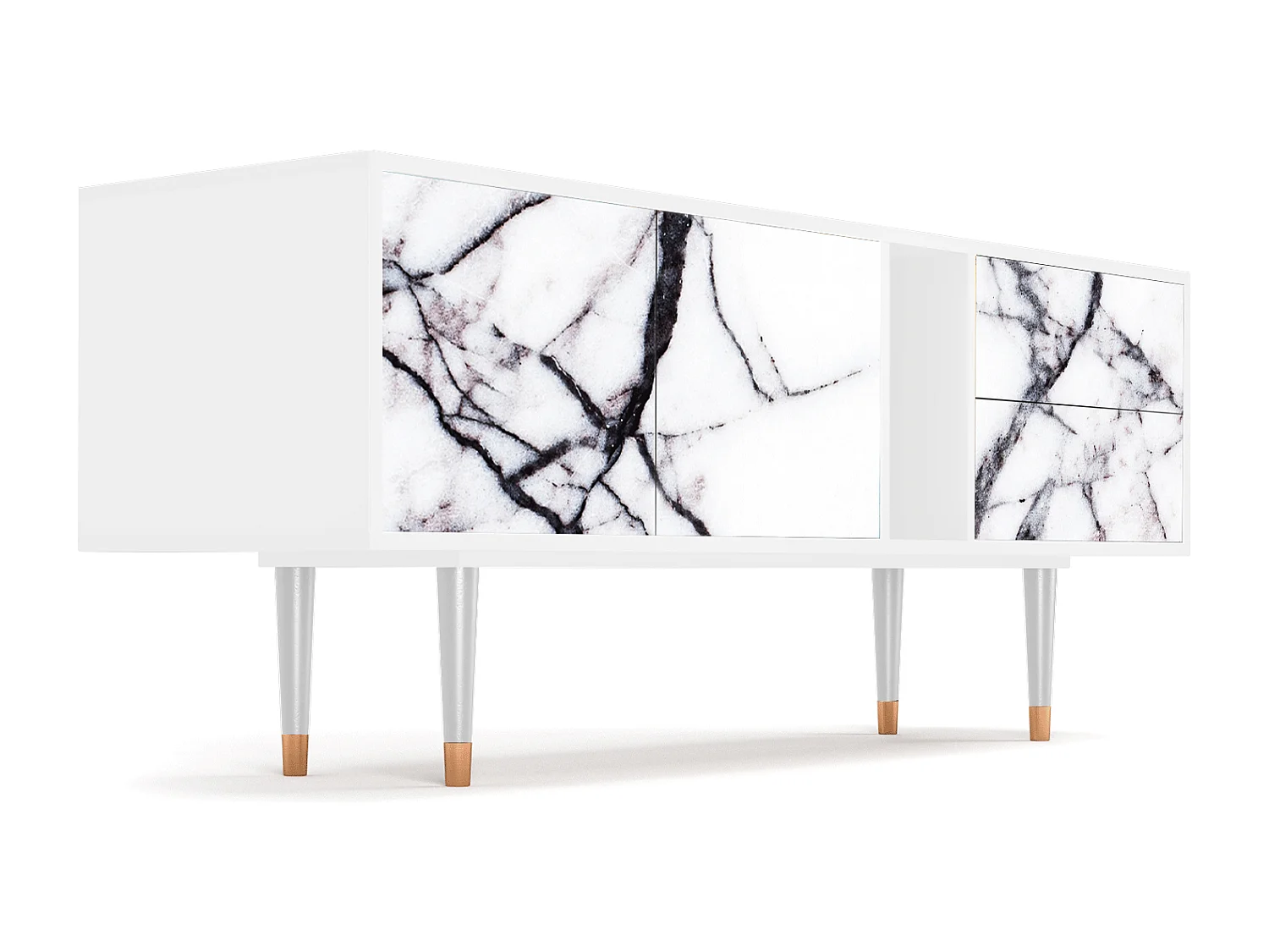 Meuble TV - 170х69х48 cm - T1 - Raven Marble, Blanc
