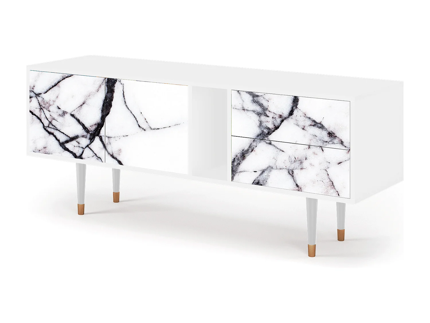 Meuble TV - 170х69х48 cm - T1 - Raven Marble, Blanc