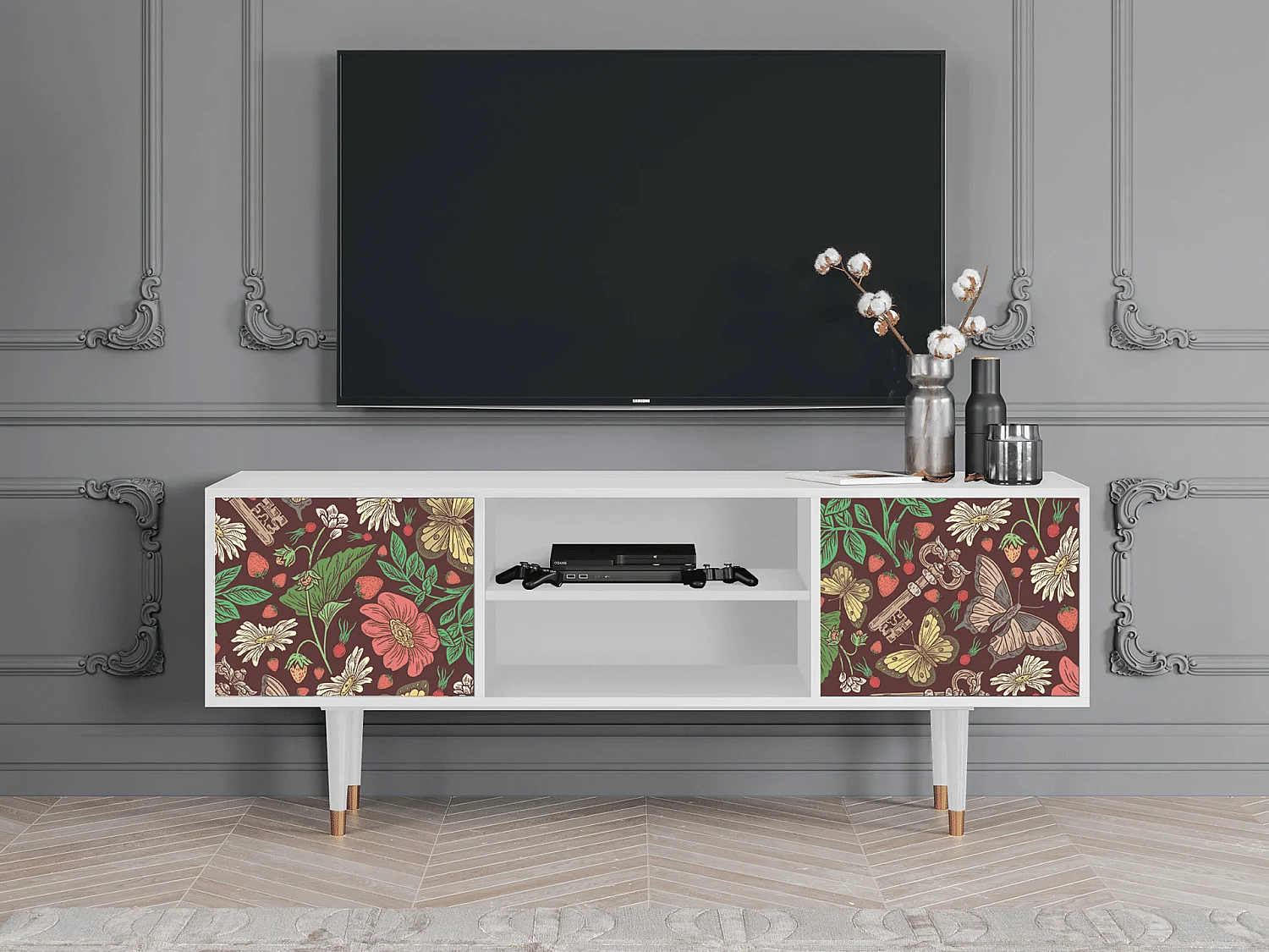 Mobile TV - 170х69х48 cm - T2 - Alice in Wonderland, Bianco