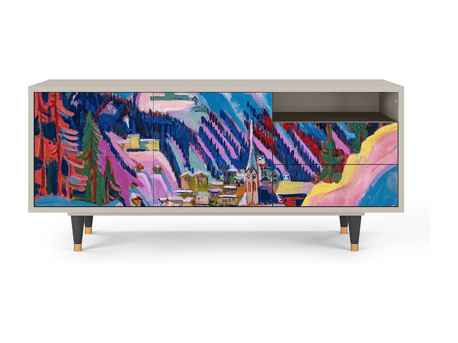 Meuble TV - 125х56х41 cm - T7 - Davos Winter, Sable