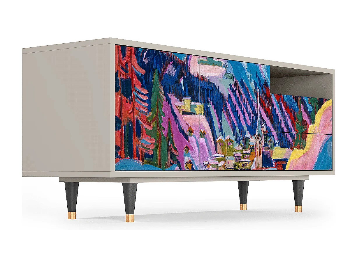 Meuble TV - 125х56х41 cm - T7 - Davos Winter, Sable