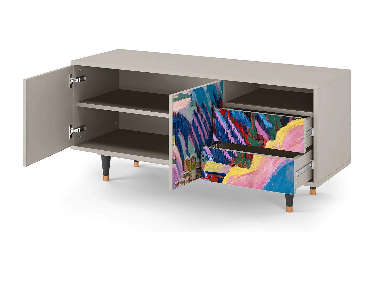 Meuble TV - 125х56х41 cm - T7 - Davos Winter, Sable