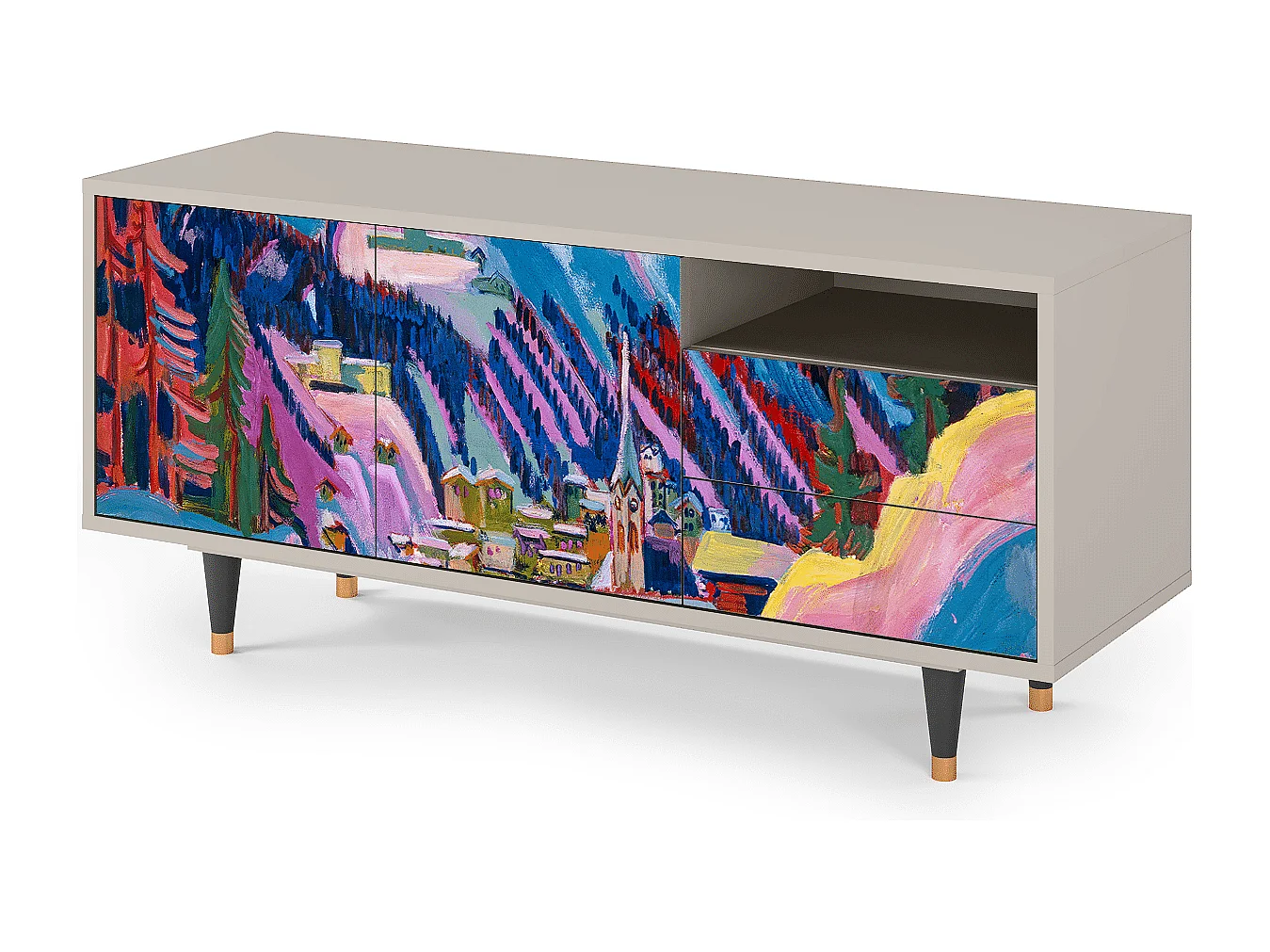 Meuble TV - 125х56х41 cm - T7 - Davos Winter, Sable