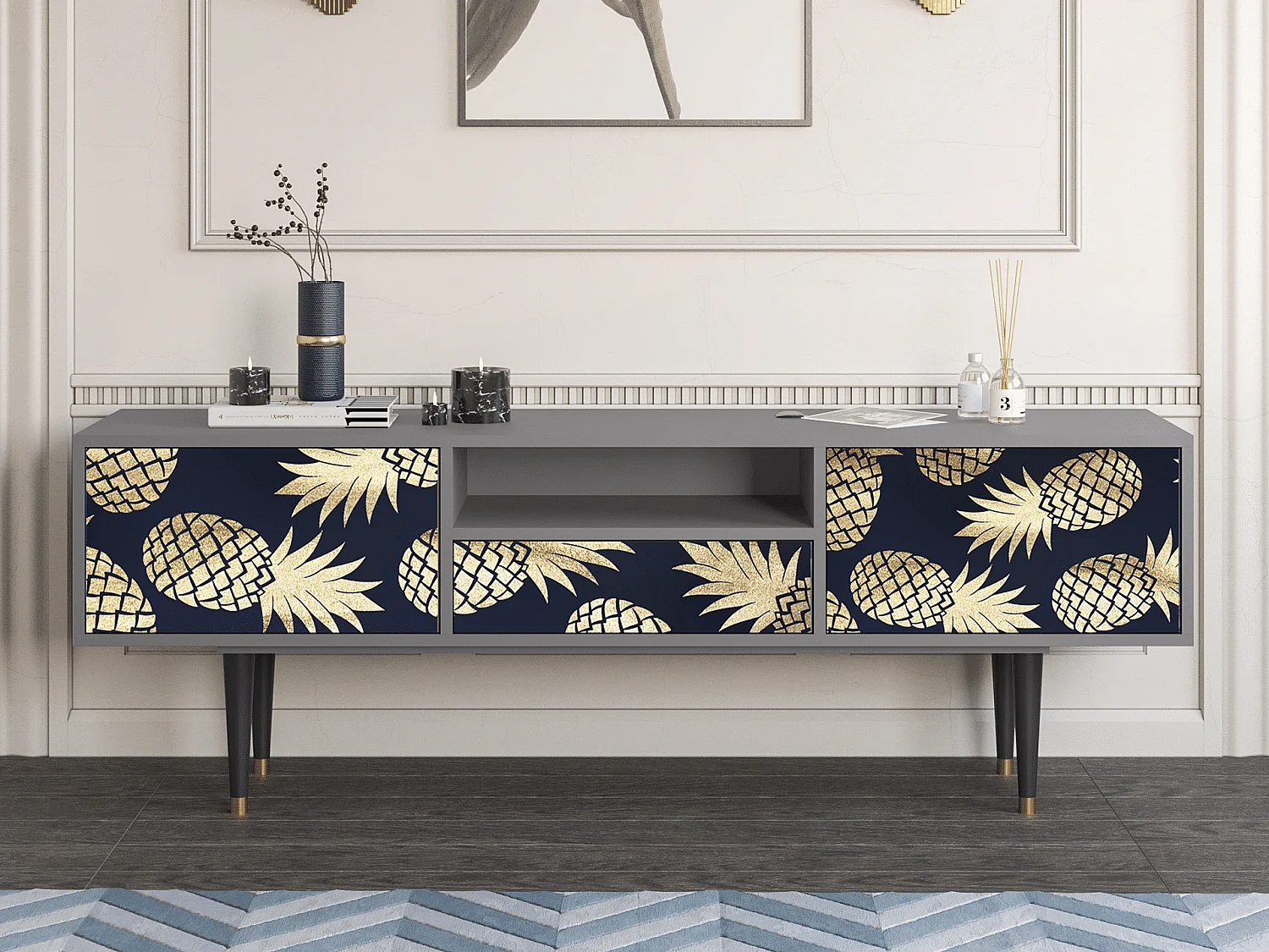 Meuble TV - 170х59х41 cm - T6 - Sunny Pineaple, Gris