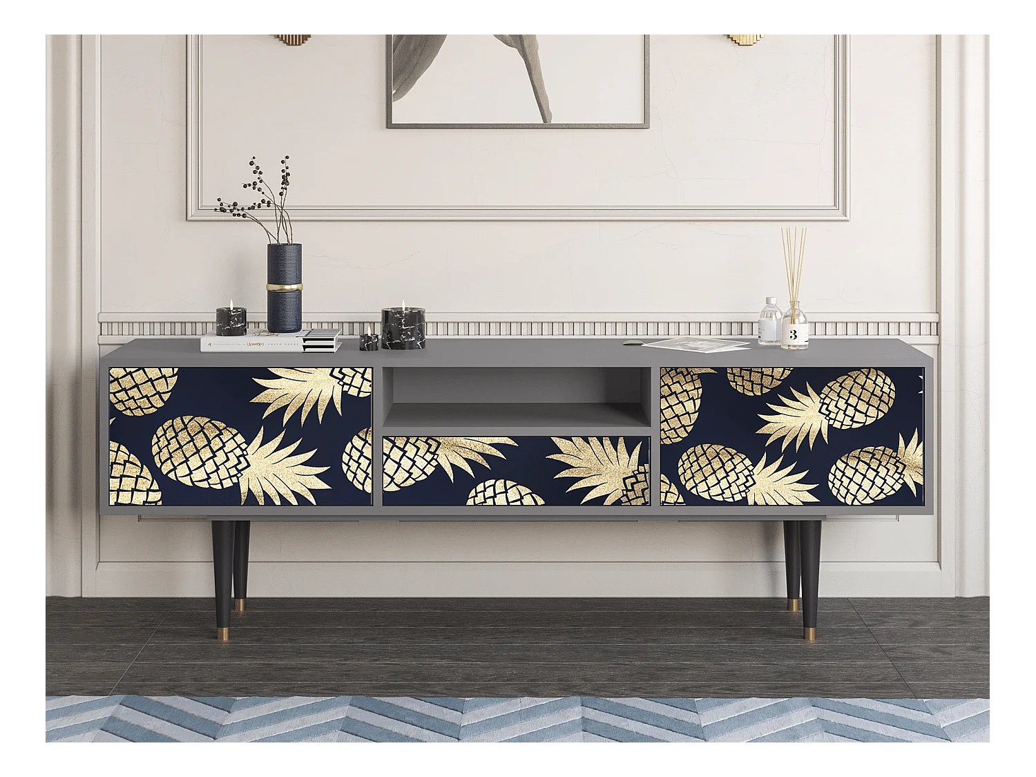 Meuble TV - 170х59х41 cm - T6 - Sunny Pineaple, Gris