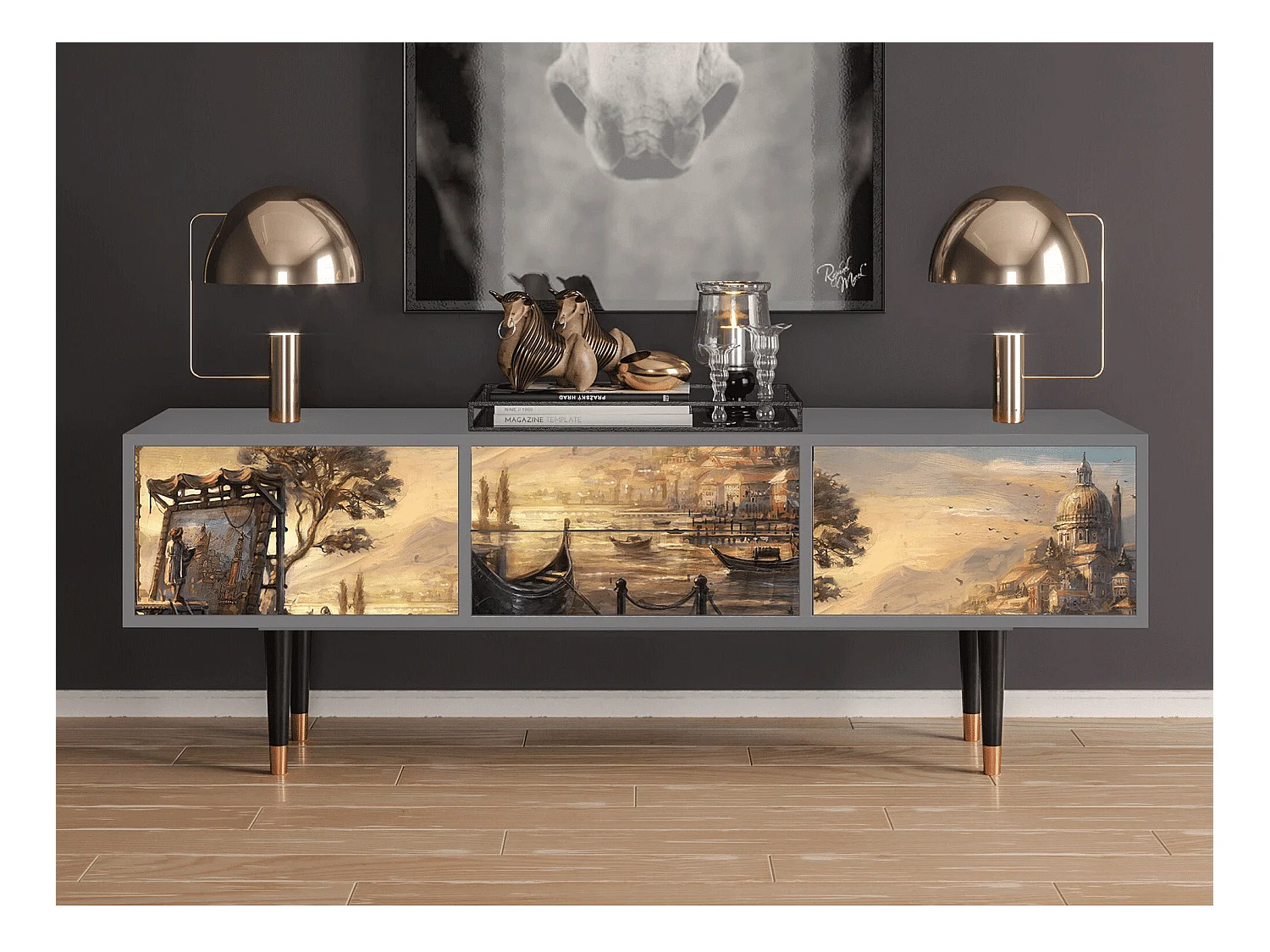Meuble TV - 170х59х48 cm - T4 - Venice, Gris