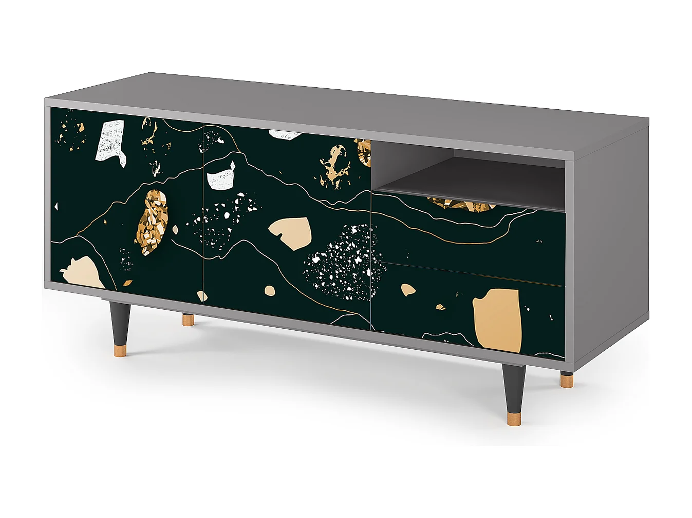 TV-meubel - 125х56х41 cm - T7 - Space Rocks, Grijs