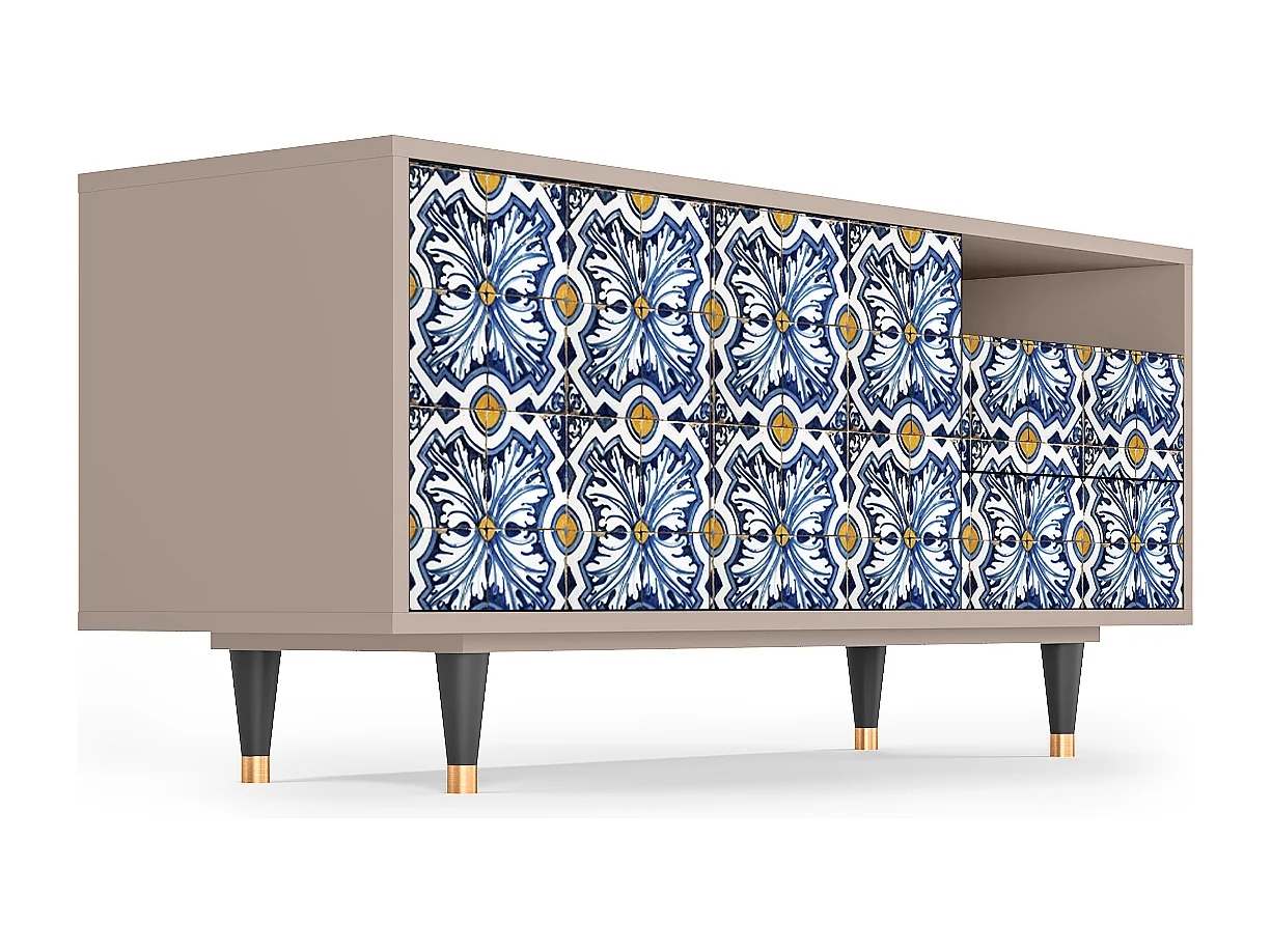 TV-meubel - 125х56х41 cm - T7 - Lovely Cornflowers, Latte