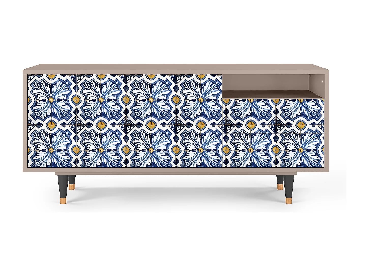 Mobile TV - 125х56х41 cm - T7 - Lovely Cornflowers, Latte