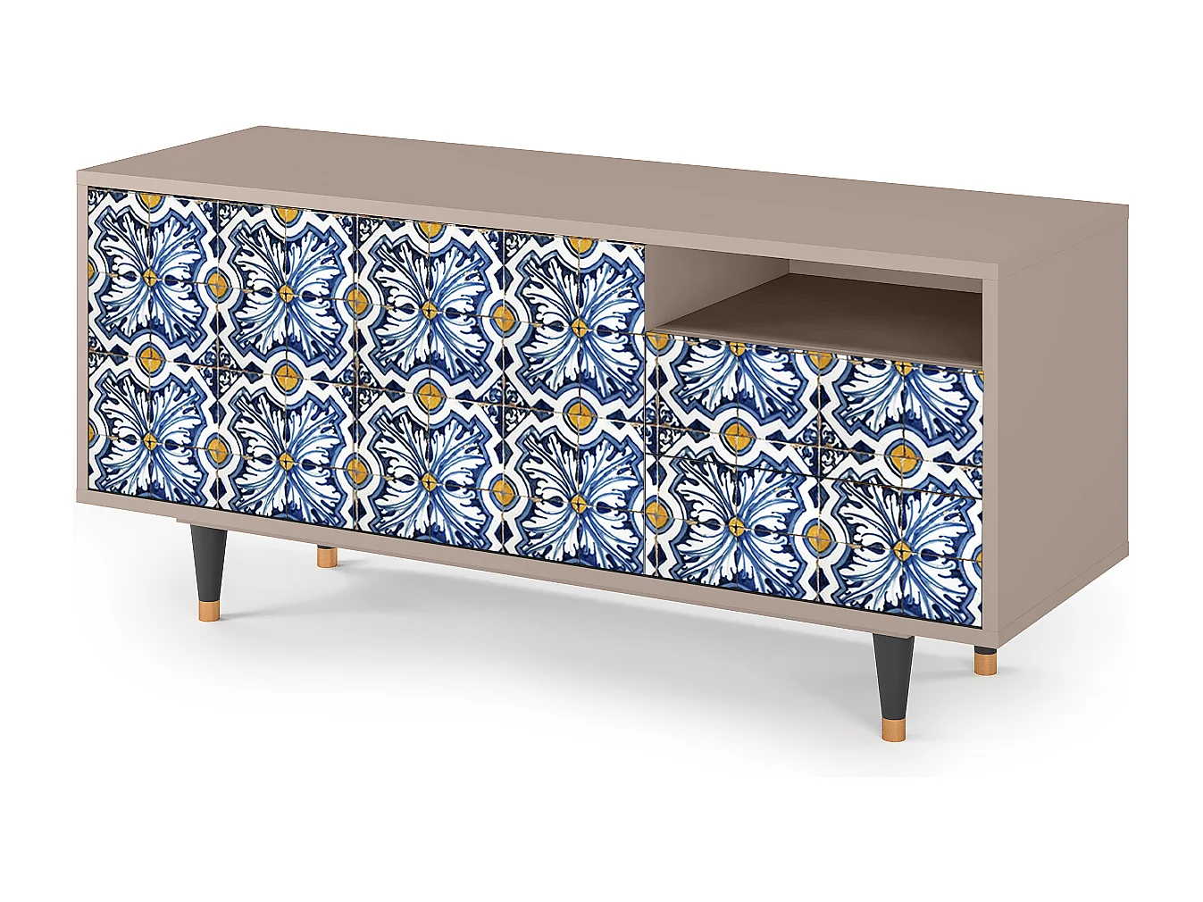 Mobile TV - 125х56х41 cm - T7 - Lovely Cornflowers, Latte