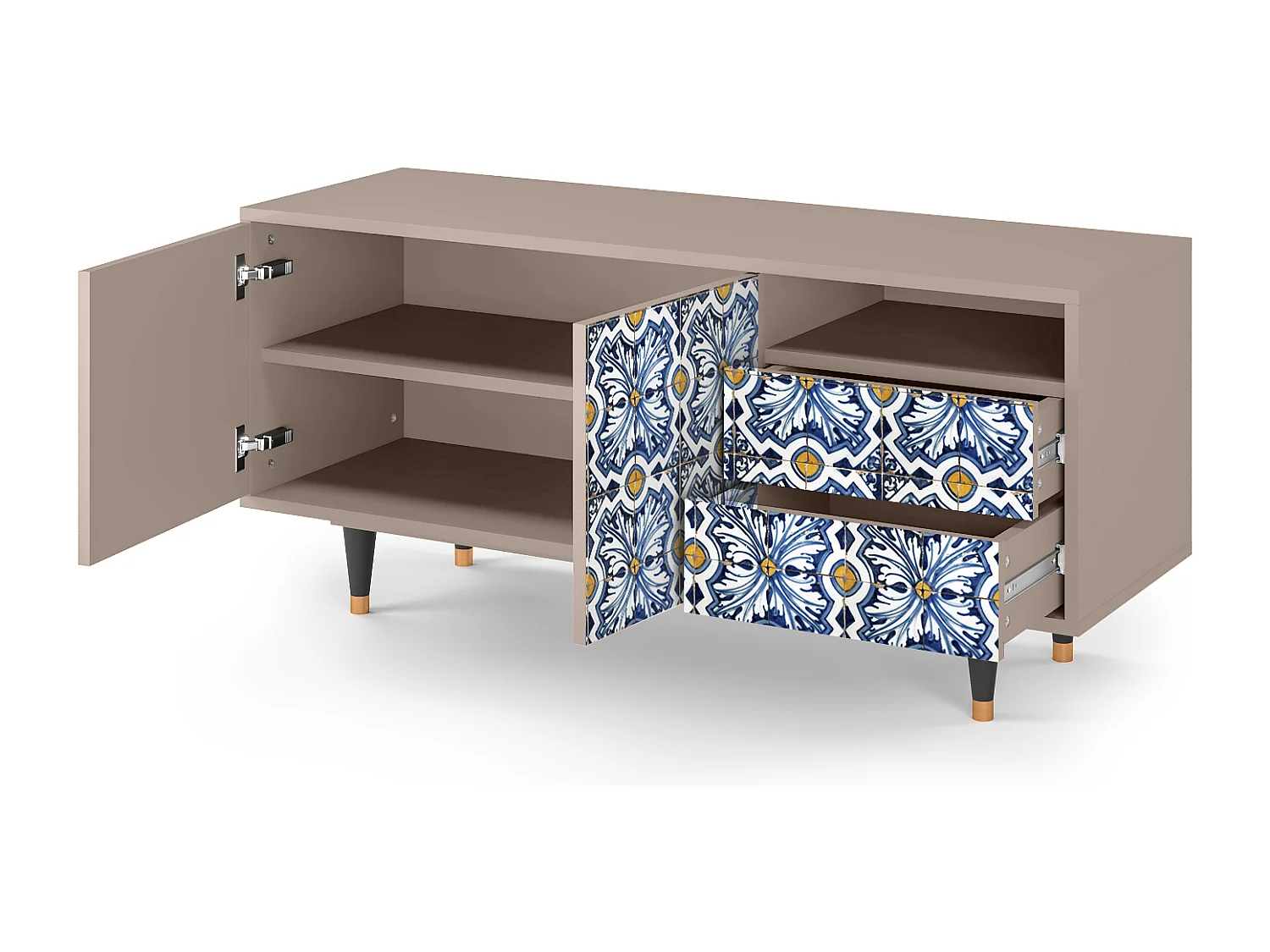 Mobile TV - 125х56х41 cm - T7 - Lovely Cornflowers, Latte