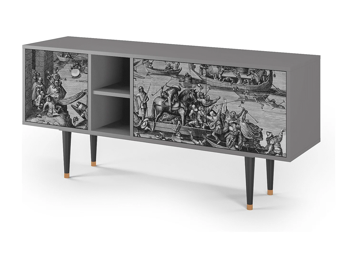 Szafka RTV - 150х69х41 cm - T5 - Saint Martin, Szary