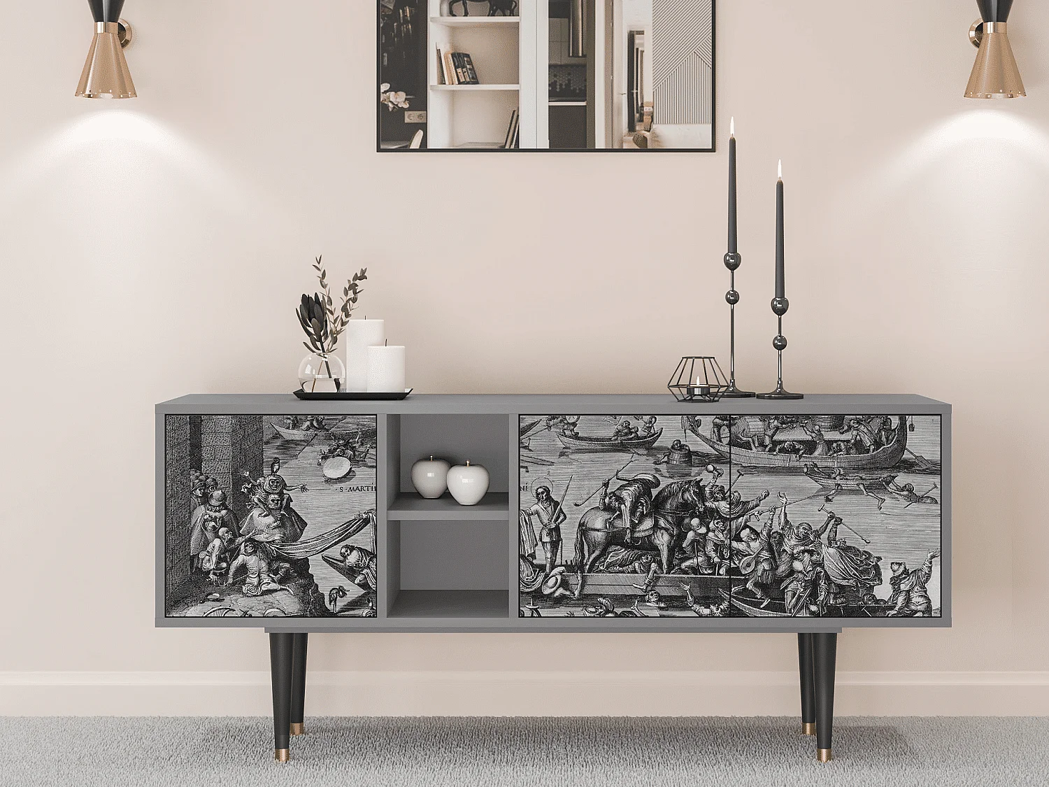 Mobile TV - 150х69х41 cm - T5 - Saint Martin, Grigio