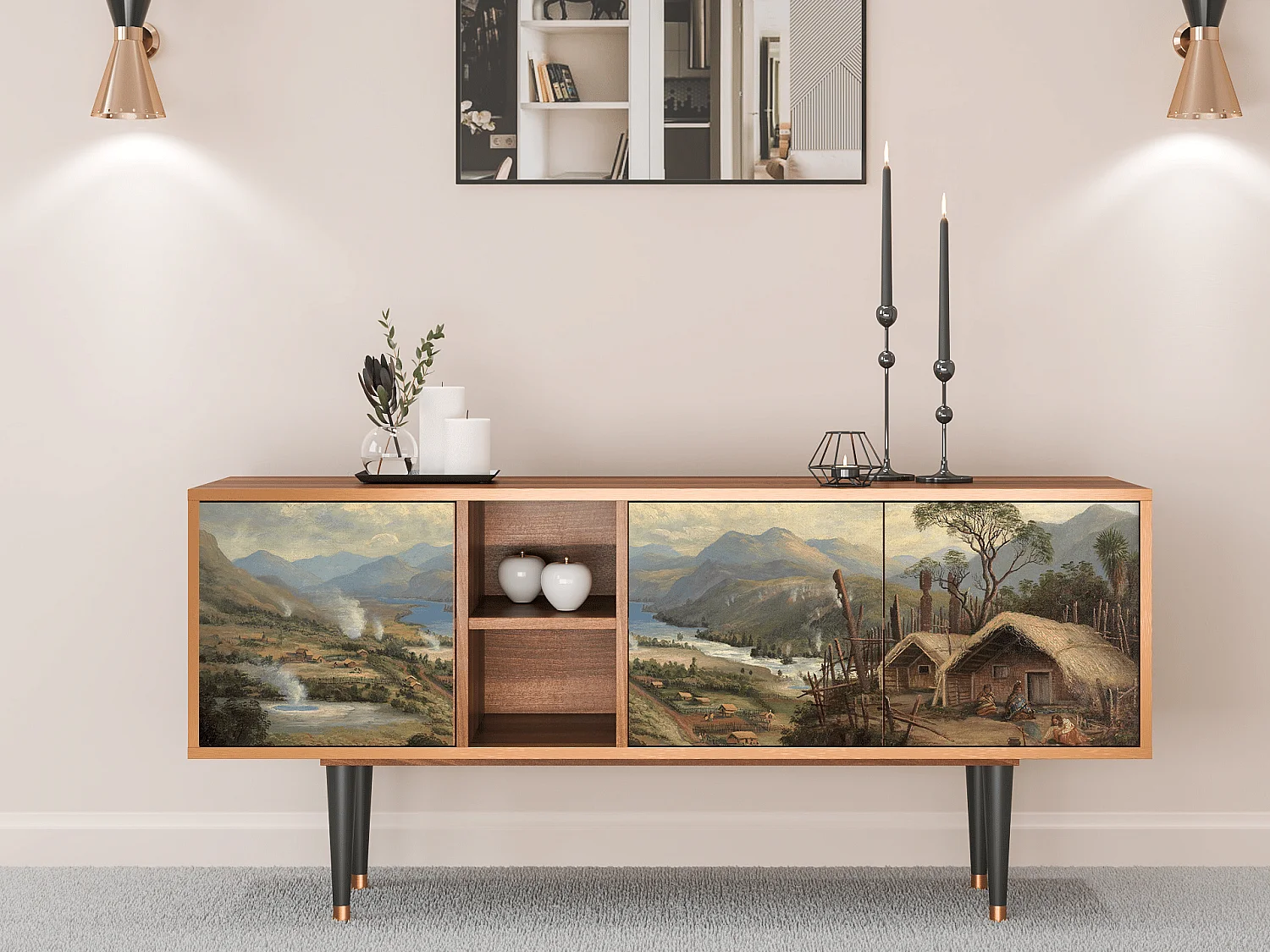 TV-meubel - 150х69х41 cm - T5 - View Across the Plains , Walnoot