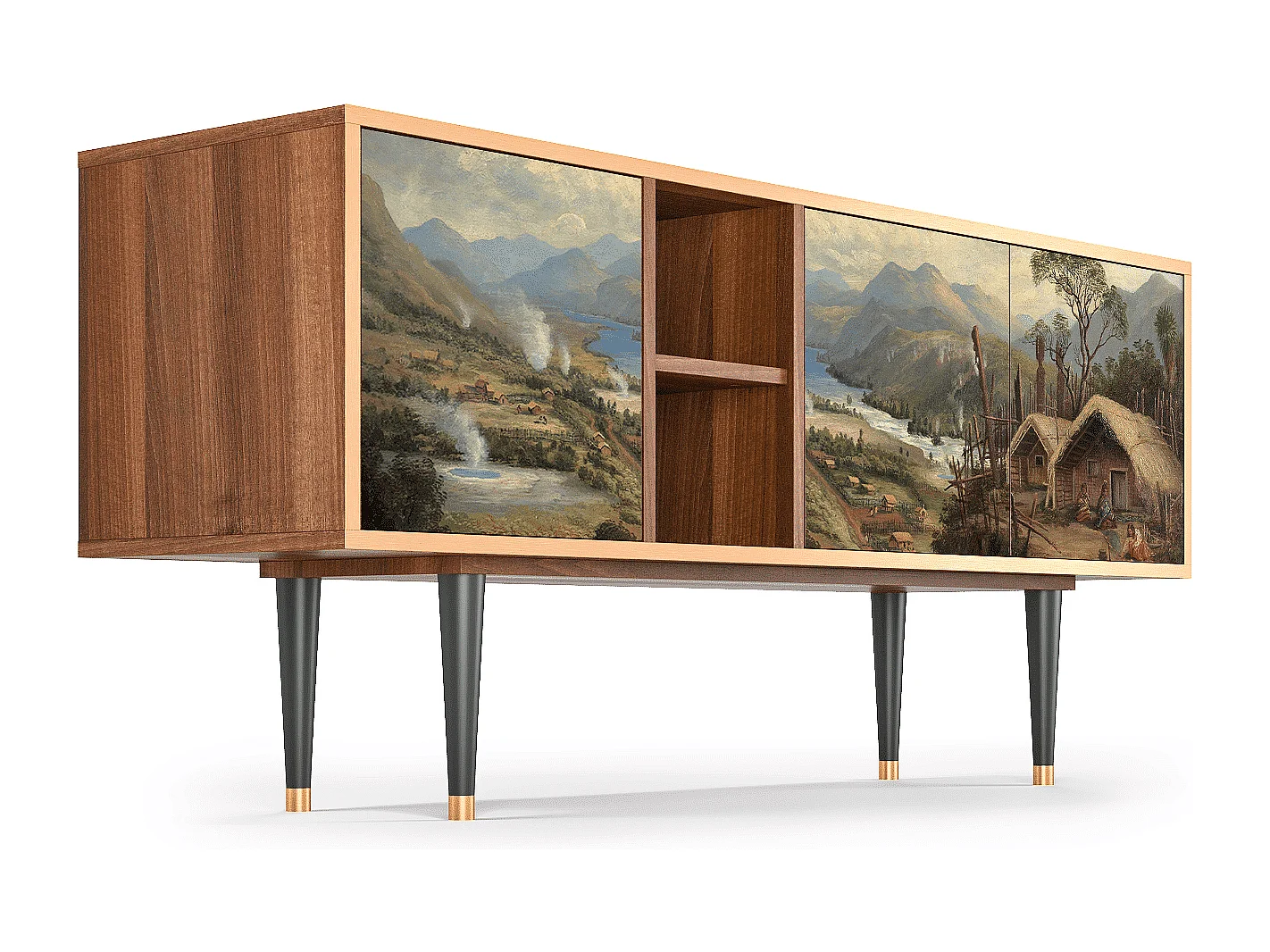 TV-meubel - 150х69х41 cm - T5 - View Across the Plains , Walnoot