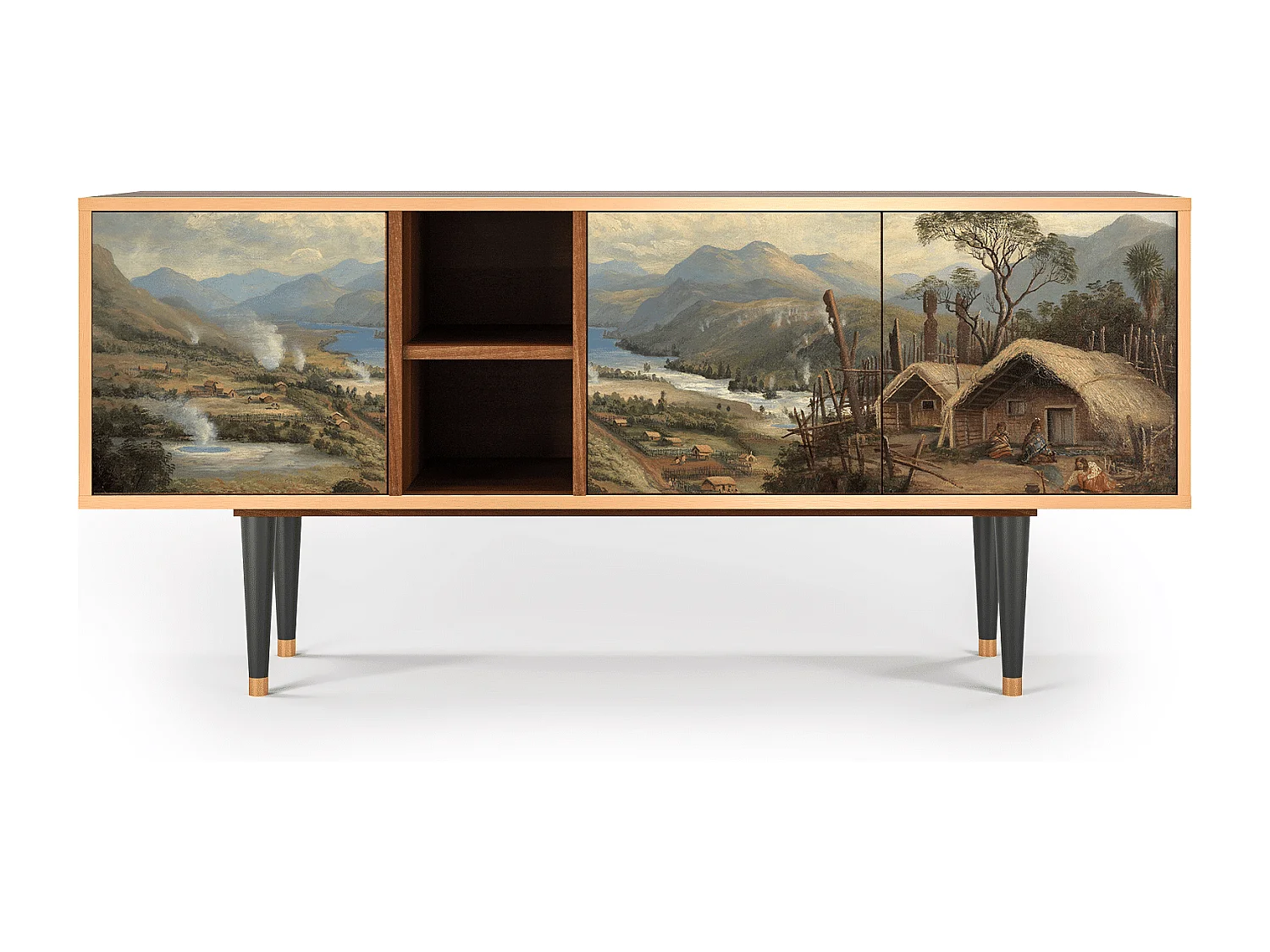 Meuble TV - 150х69х41 cm - T5 - View Across the Plains , Noyer