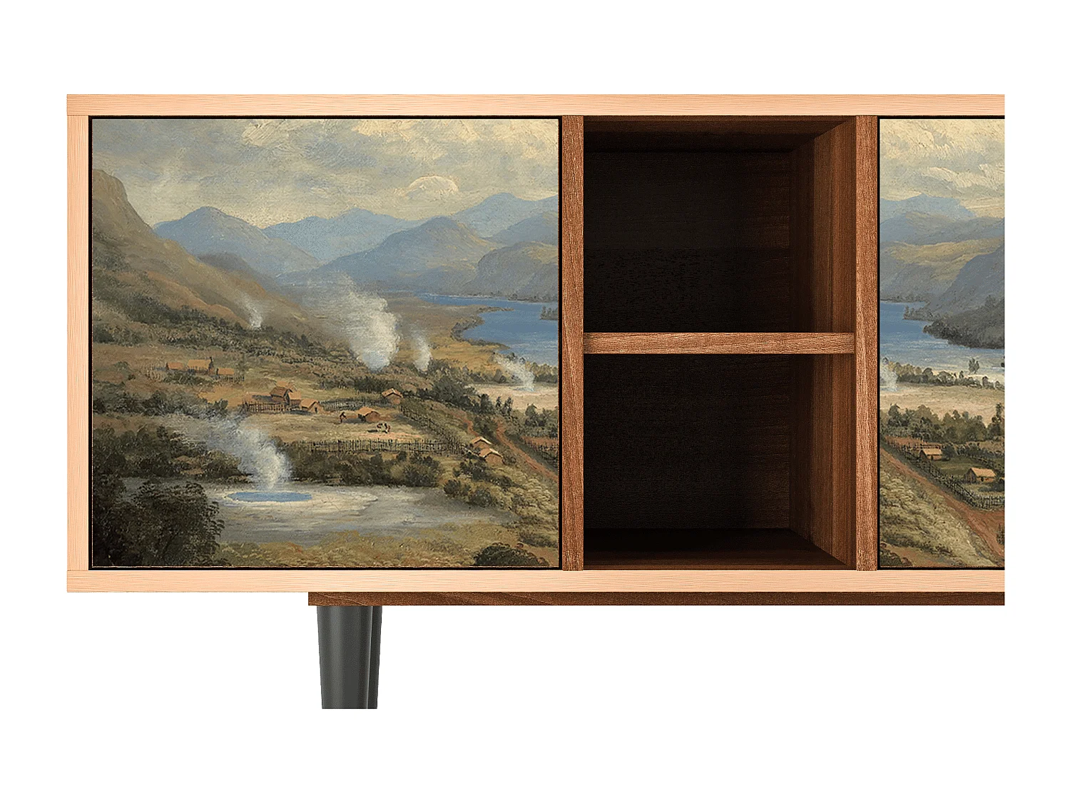 Meuble TV - 150х69х41 cm - T5 - View Across the Plains , Noyer