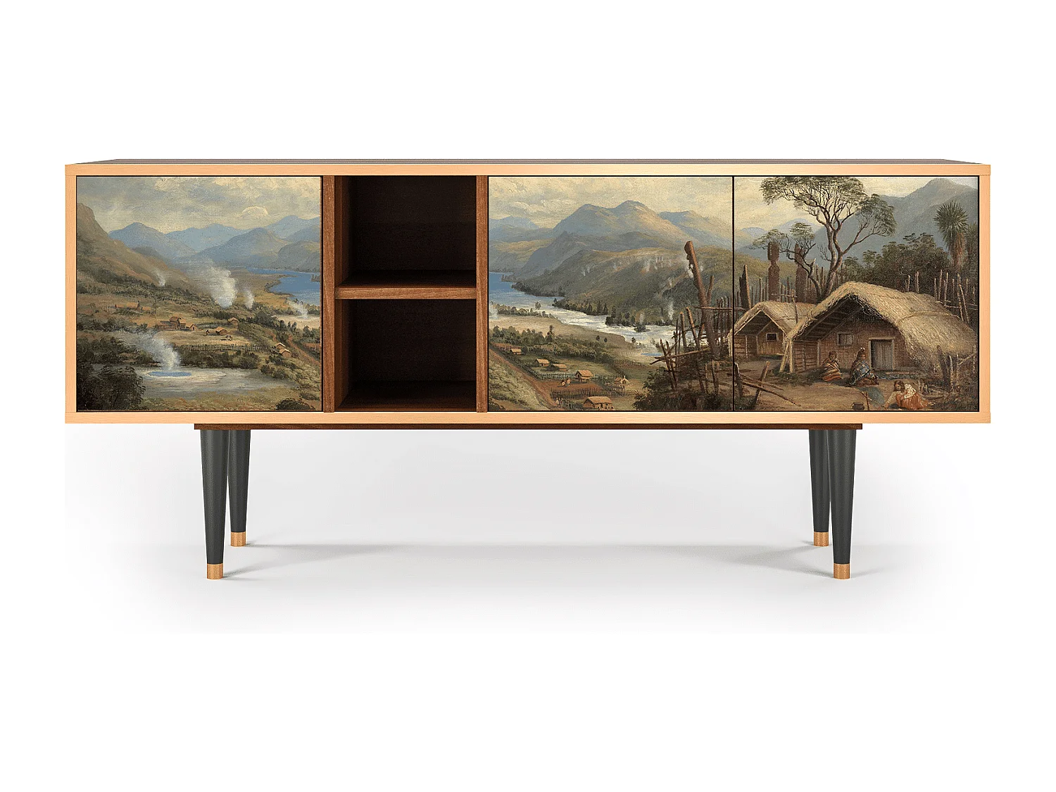 Meuble TV - 150х69х41 cm - T5 - View Across the Plains , Noyer