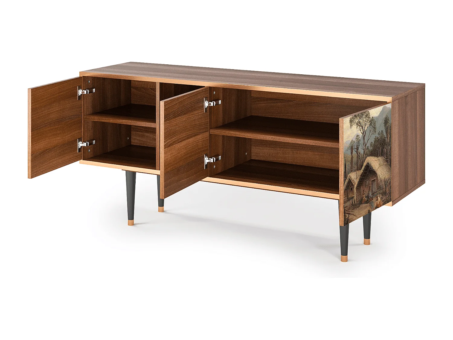 Meuble TV - 150х69х41 cm - T5 - View Across the Plains , Noyer