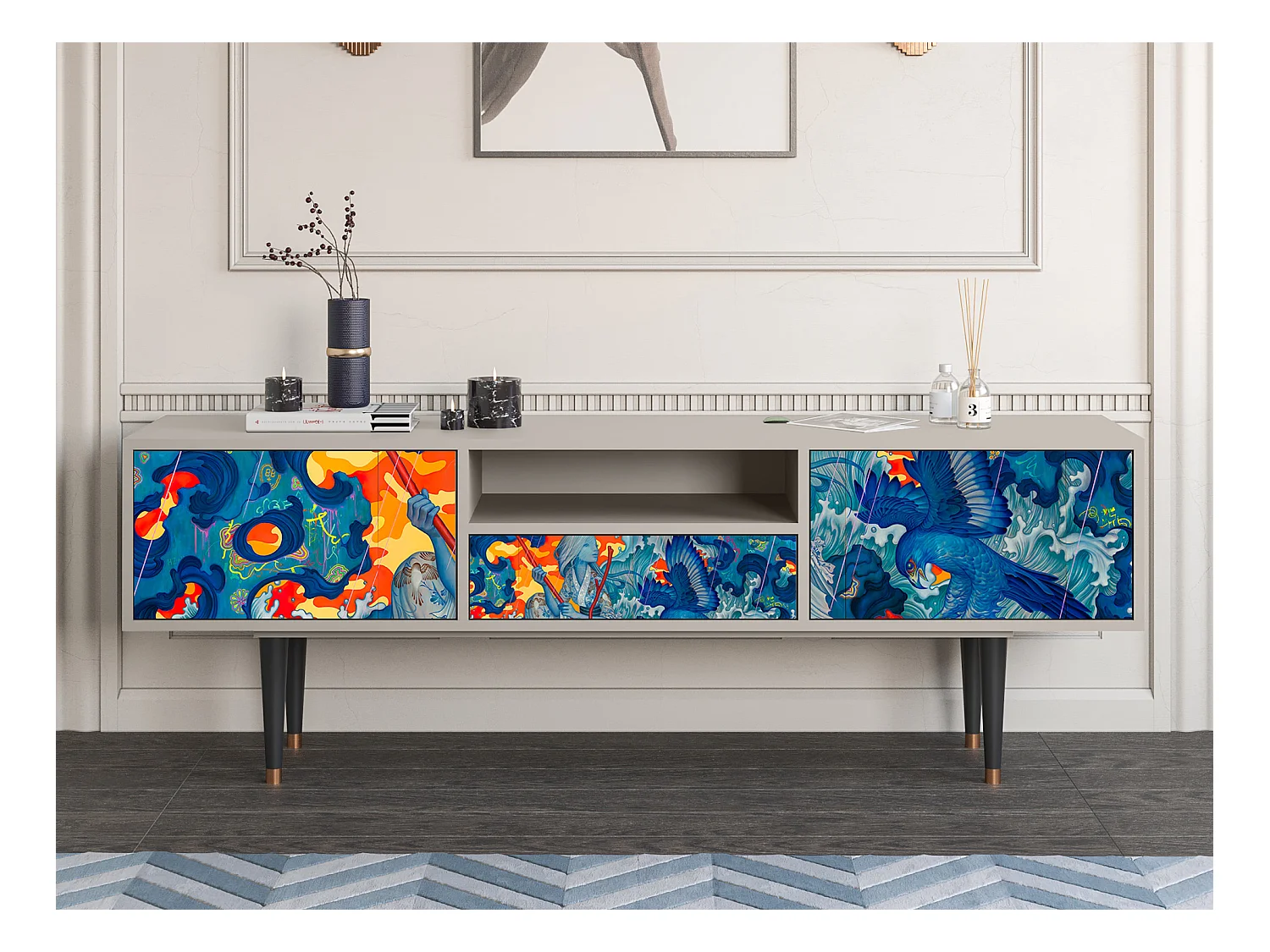 Meuble TV - 170х59х41 cm - T6 - The Girl - James Jean, Sable