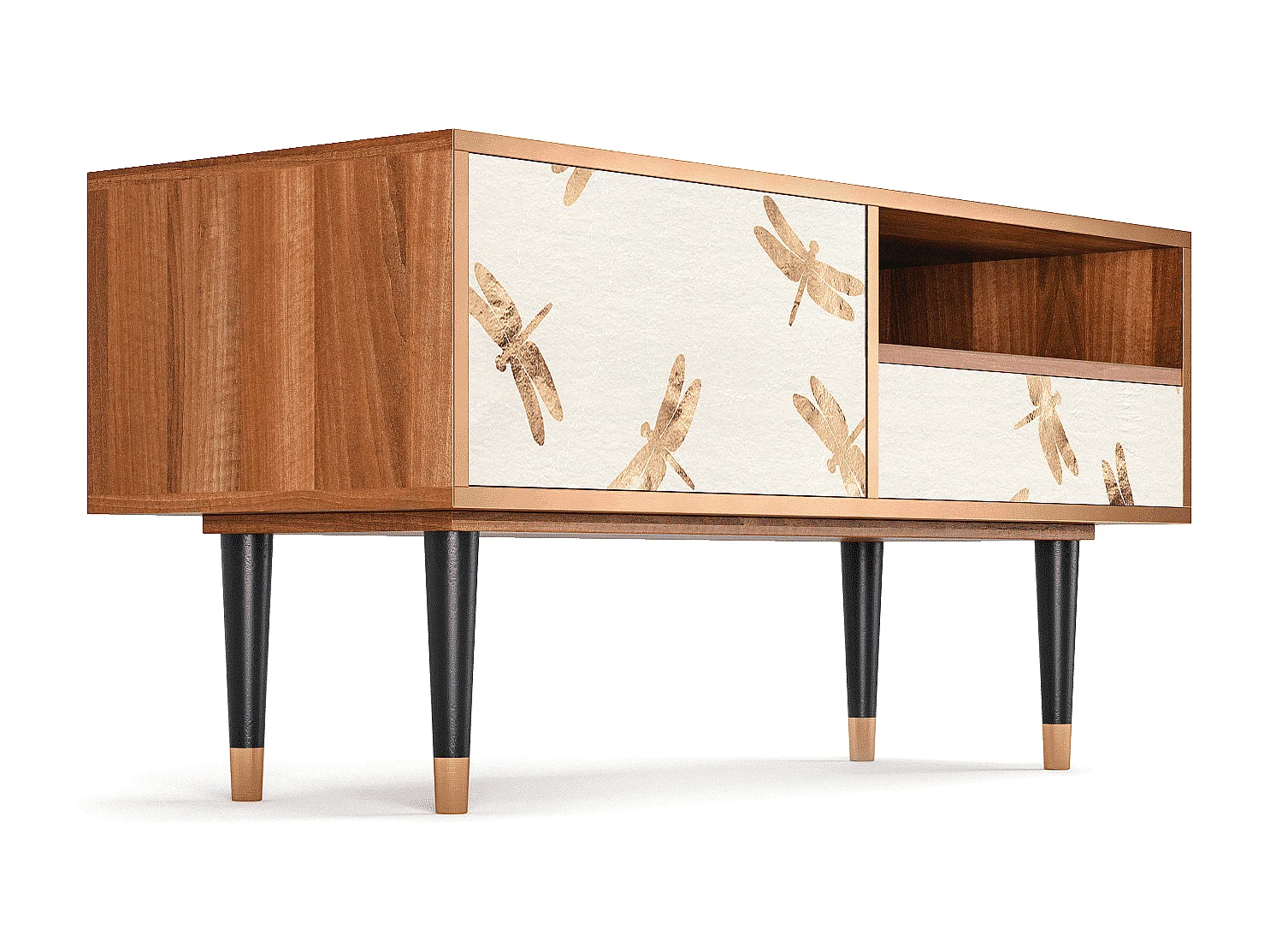 Szafka RTV - 115х59х48 cm - T3 - Nude Dragonflies, Orzech