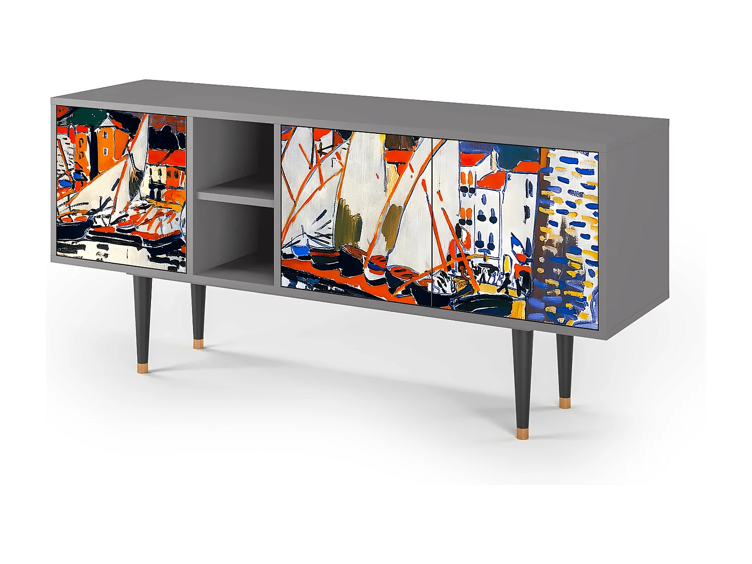 Meuble TV - 150х69х41 cm - T5 - Le Séchage des voiles , Gris