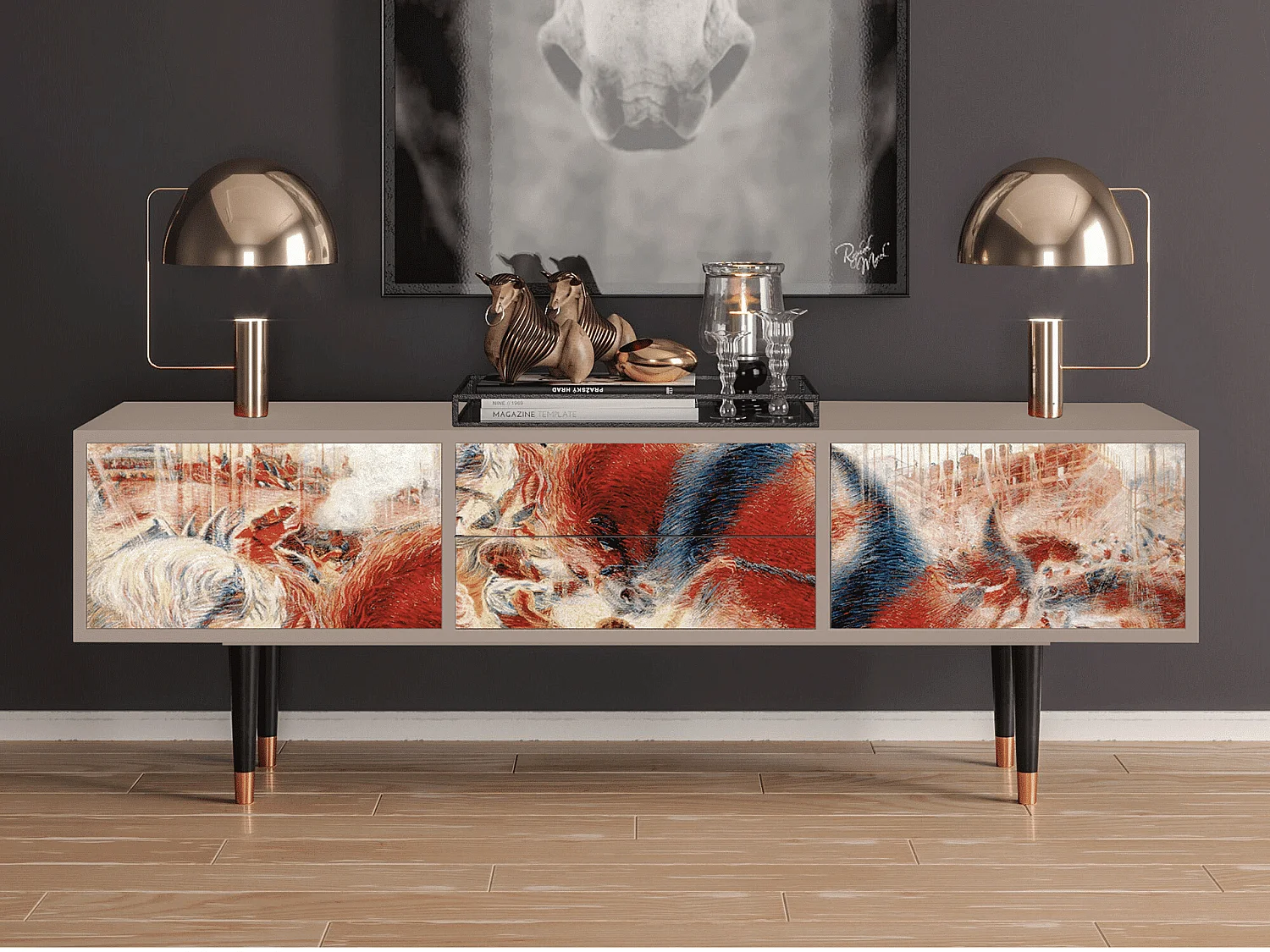 Szafka RTV - 170х59х48 cm - T4 - The City Rises, Latte