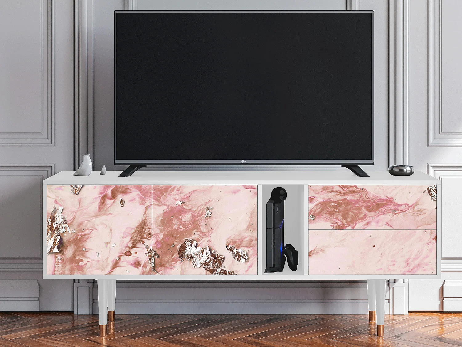 Mobile TV - 170х69х48 cm - T1 - Cotton Candy, Bianco