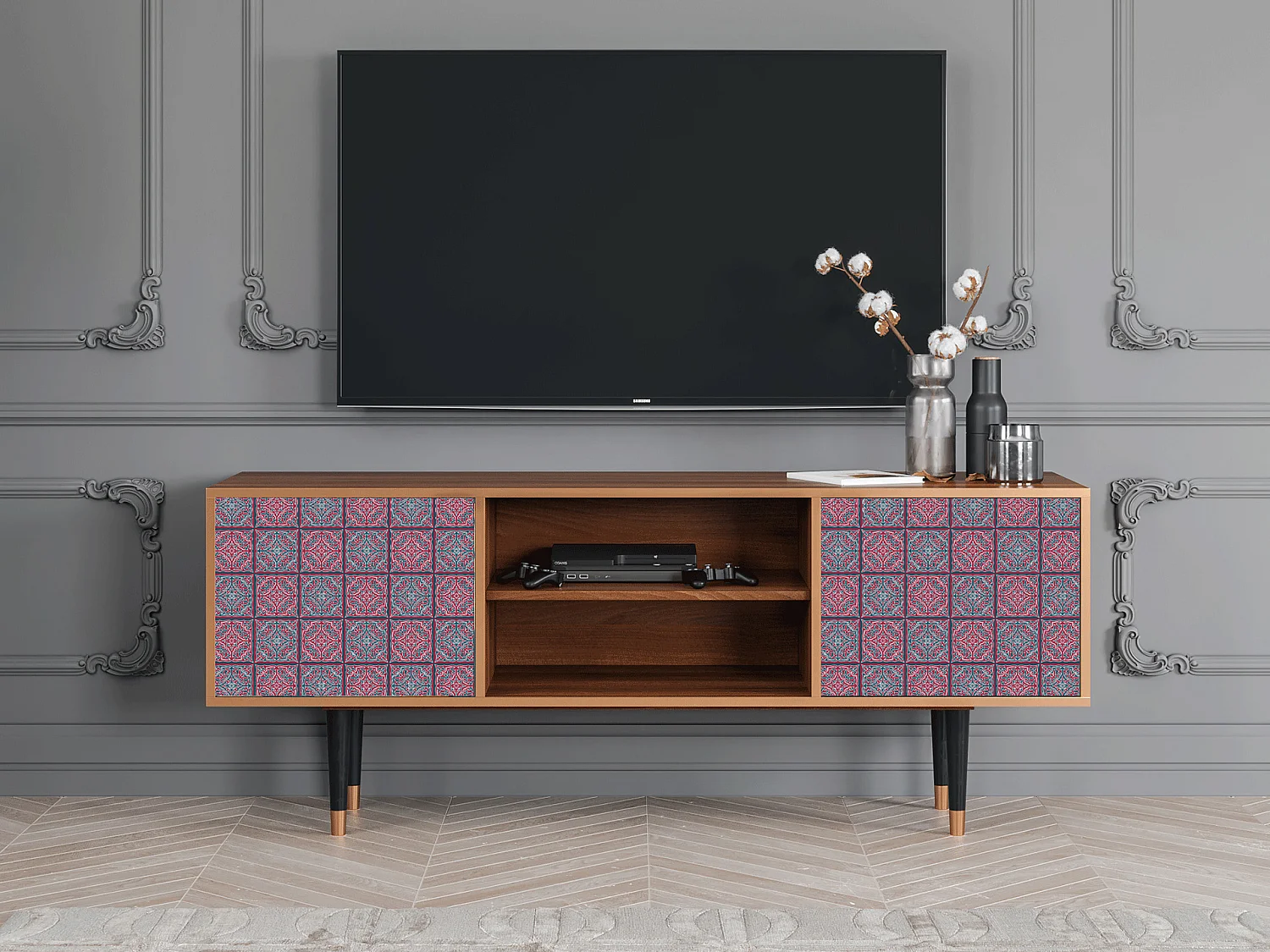 Mobile TV - 170х69х48 cm - T2 - Riviera Mosaic, Noce