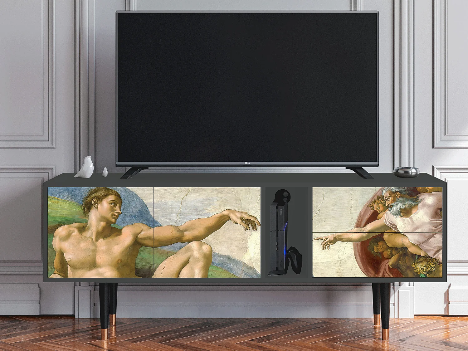 Szafka RTV - 170х69х48 cm - T1 - The Creation of Adam, Antracyt